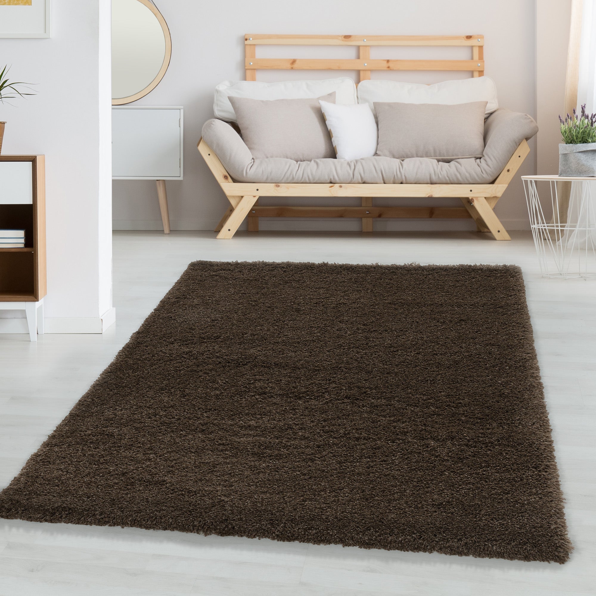 Shaggy Living Room Rug Modern Shaggy Long Pile Plain Soft Fur Look