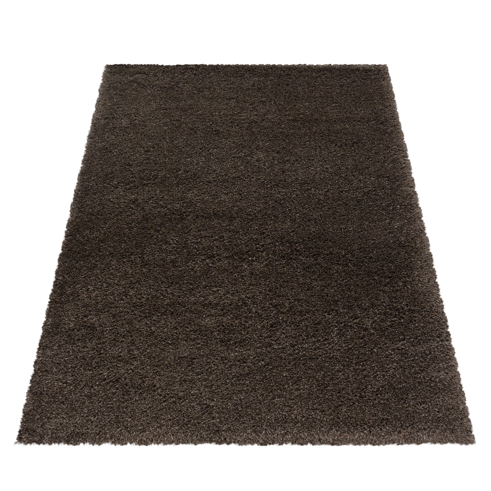 Tapis de salon Shaggy moderne à poils longs, uni, aspect fourrure douce