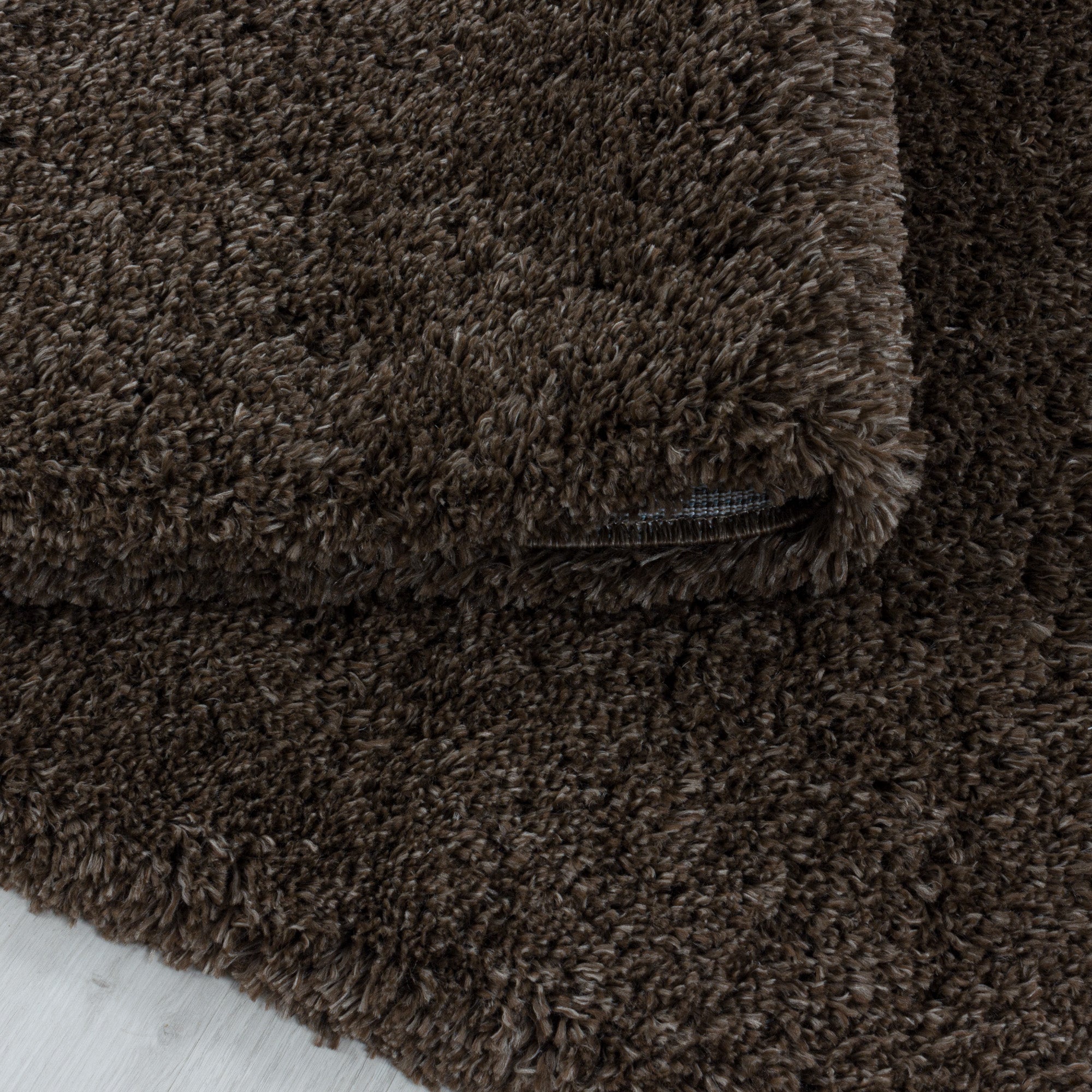 Round deep pile rug for living room, modern, long pile, plain, soft fur look