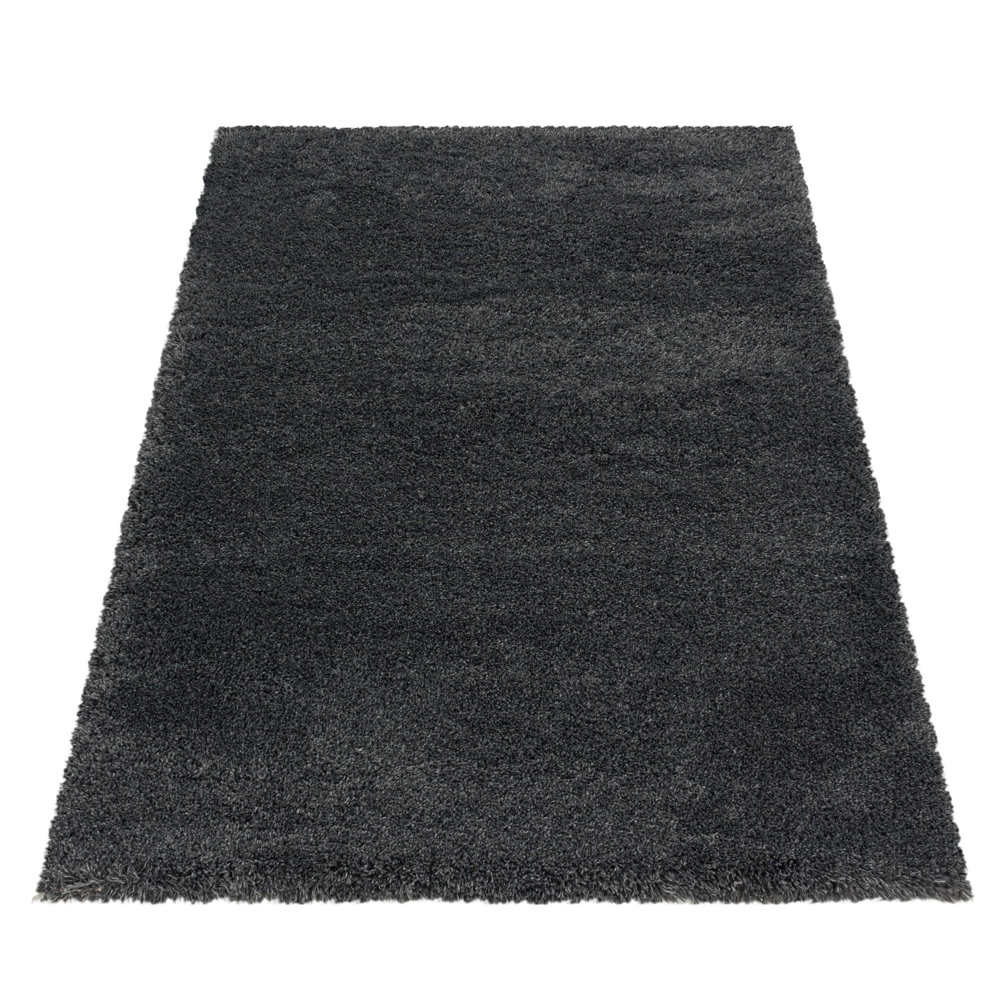 Tapis de salon Shaggy moderne à poils longs, uni, aspect fourrure douce