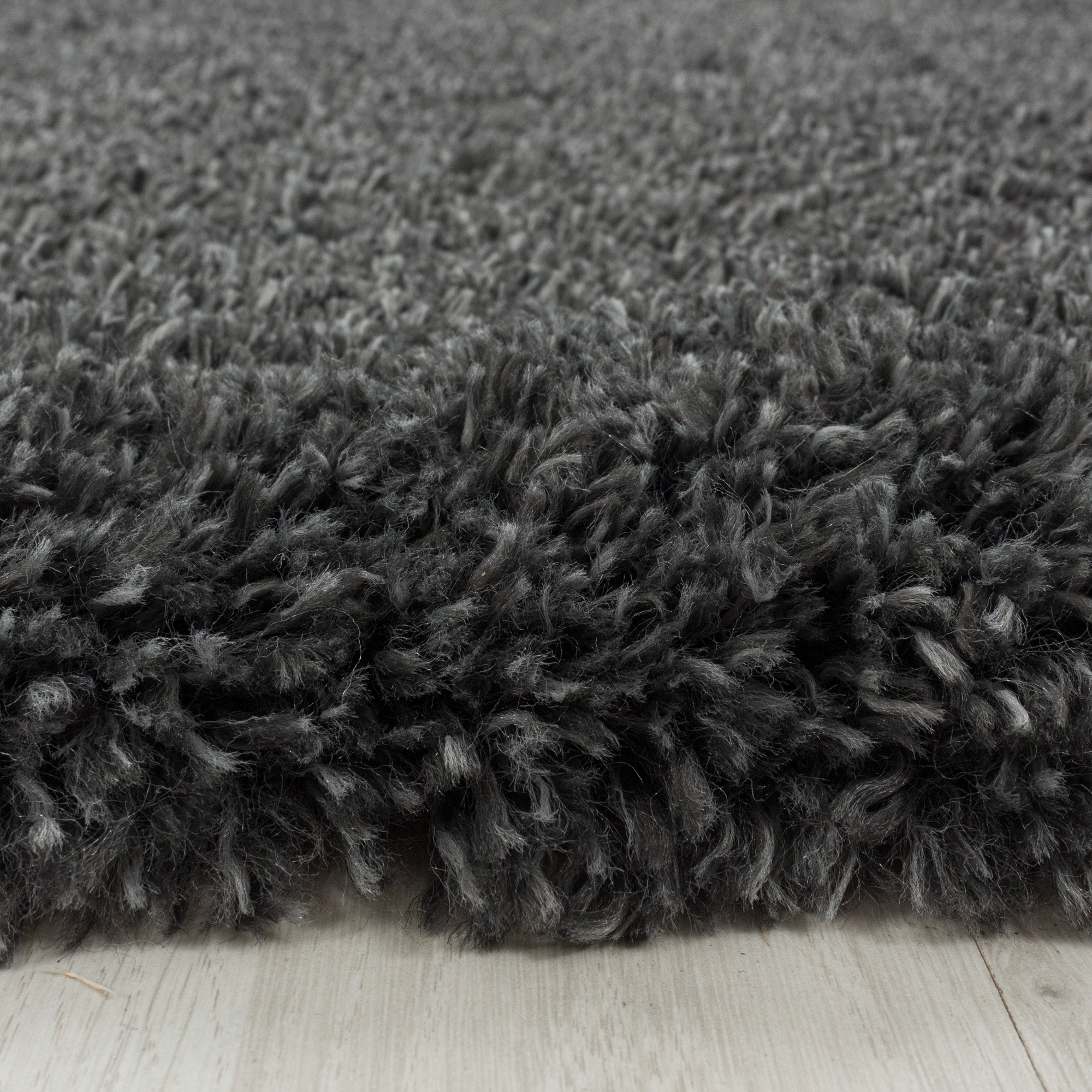 Round deep pile rug for living room, modern, long pile, plain, soft fur look