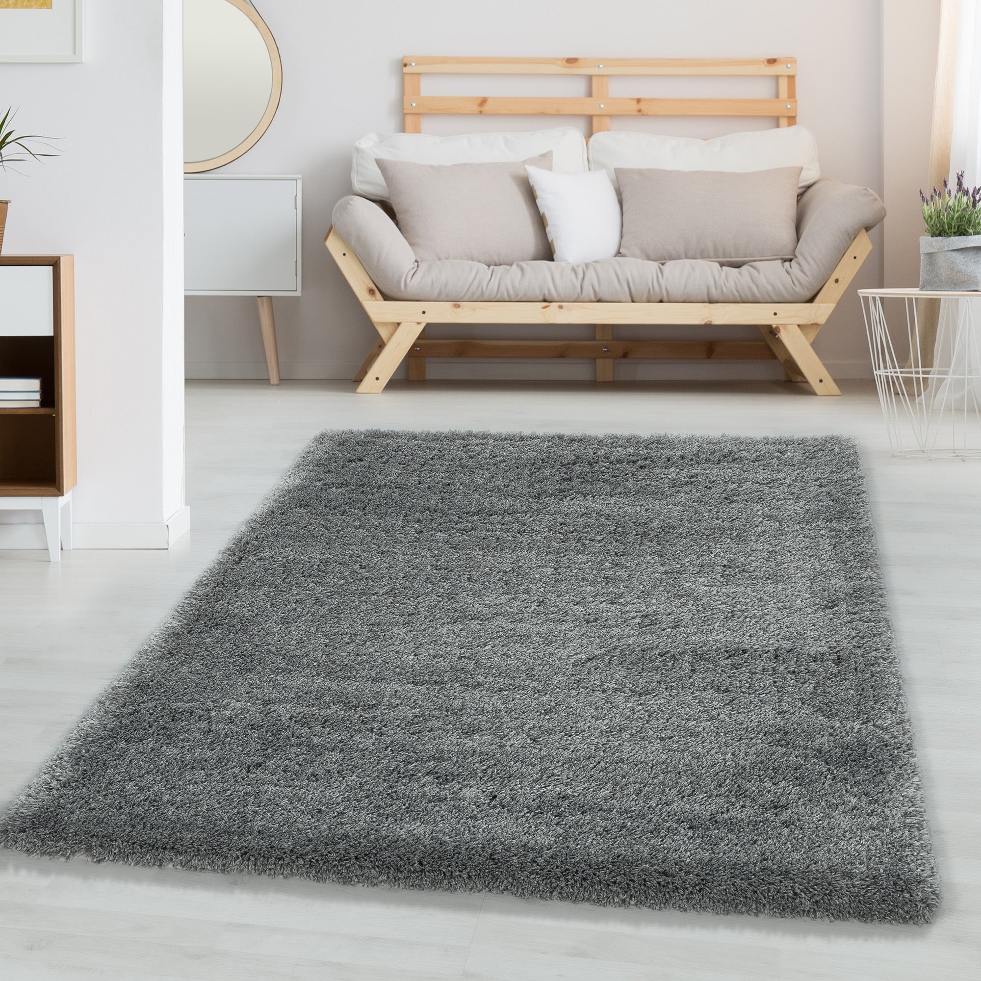 Shaggy Living Room Rug Modern Shaggy Long Pile Plain Soft Fur Look