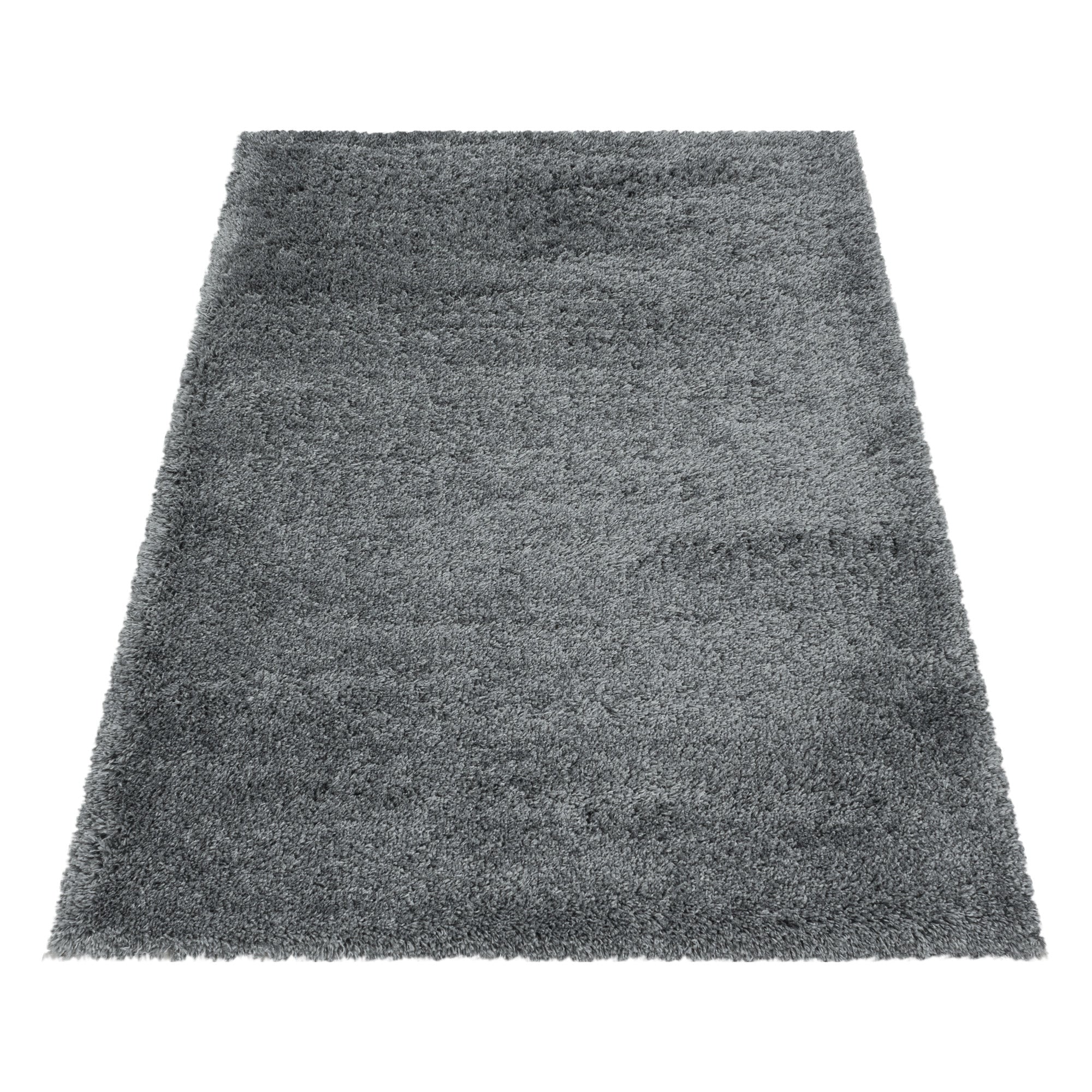 Tapis de salon Shaggy moderne à poils longs, uni, aspect fourrure douce