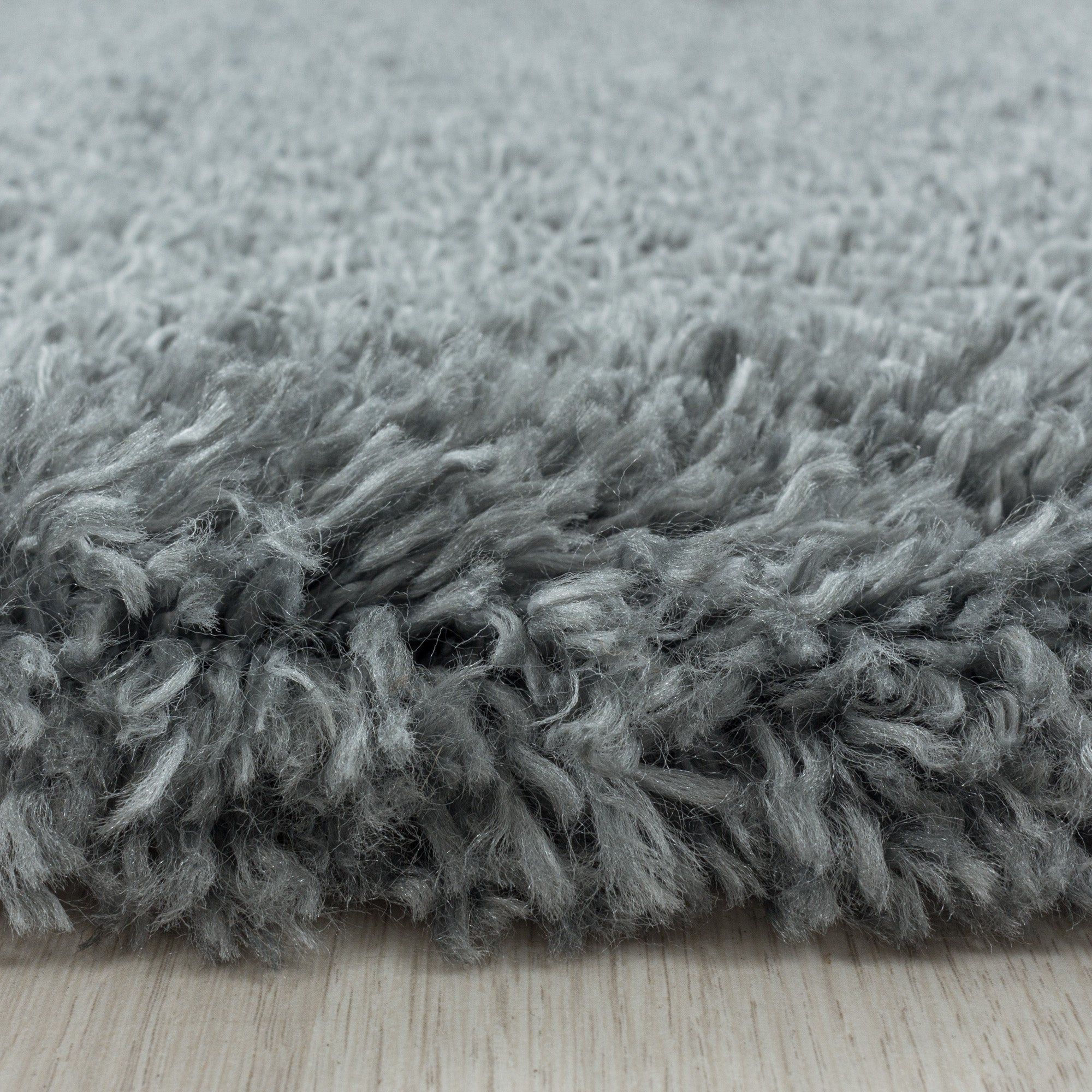 Round deep pile rug for living room, modern, long pile, plain, soft fur look