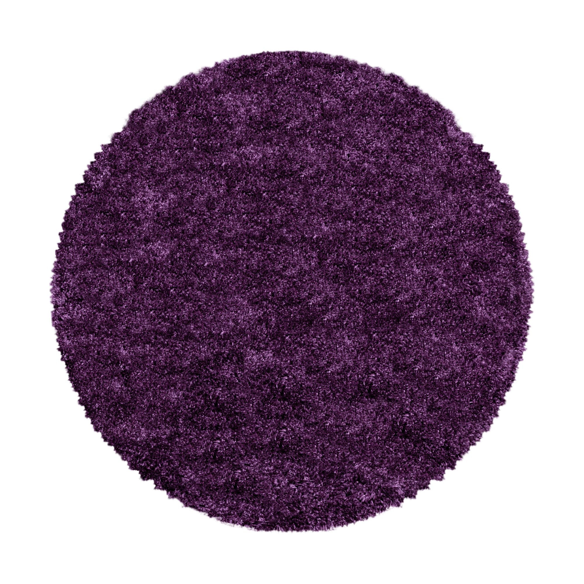 Round deep pile rug for living room, modern, long pile, plain, soft fur look