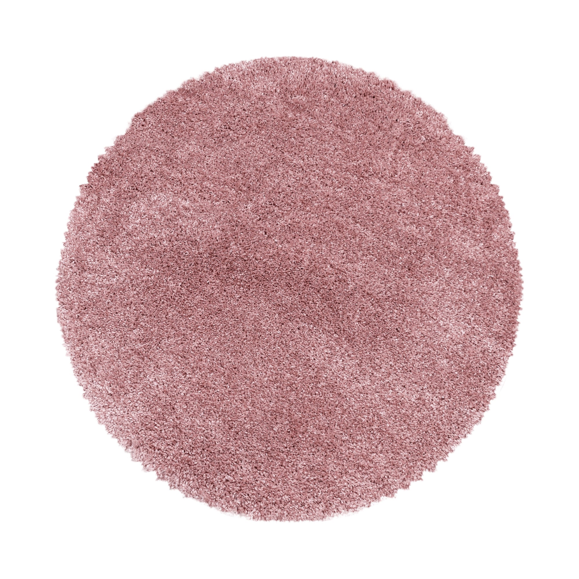 Round deep pile rug for living room, modern, long pile, plain, soft fur look