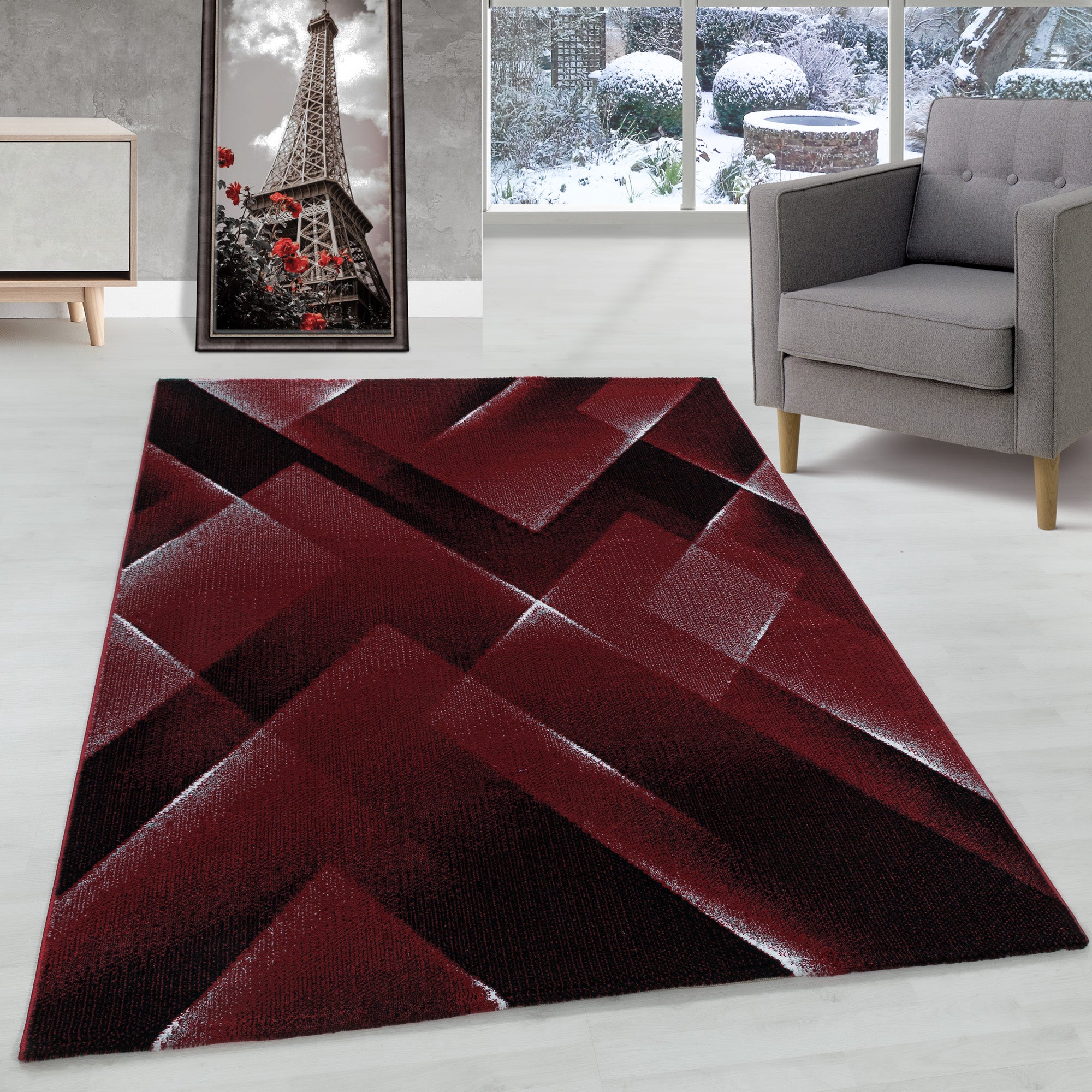 Tapis moderne à poils courts, tapis au design abstrait, tapis de style moderne, salon