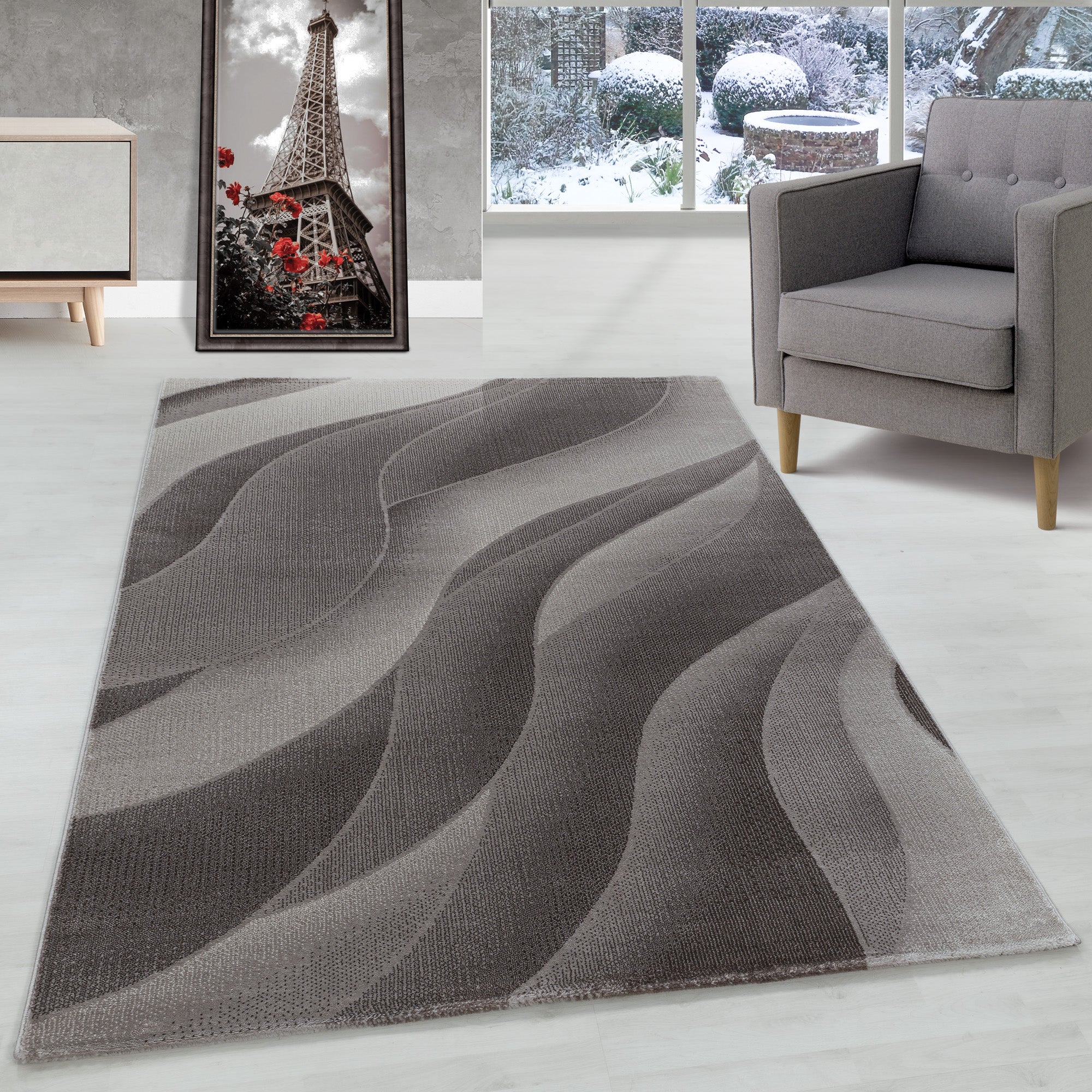 Modern short pile rug wave design rug modern style rug living room