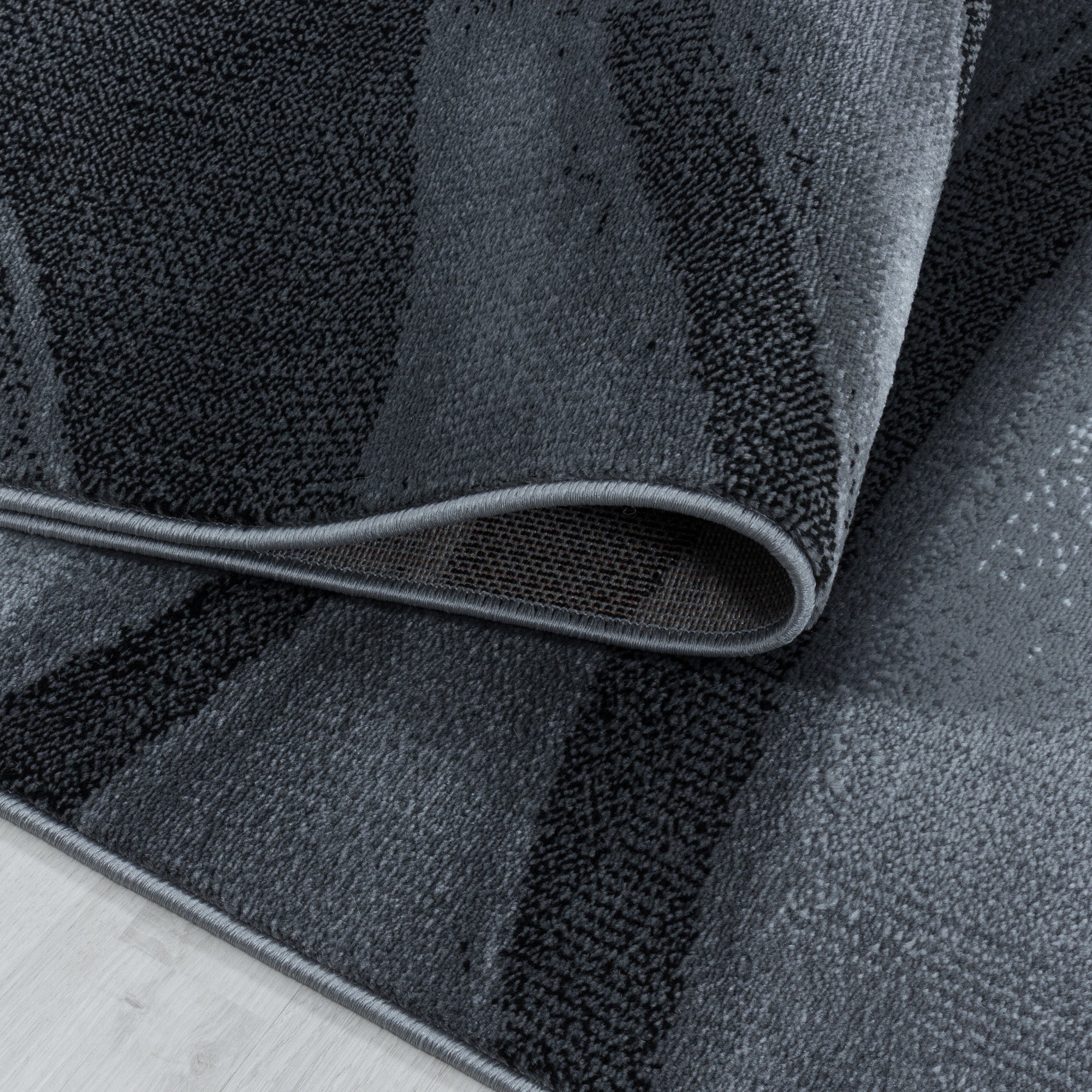 Kurzflor Teppich Wellen Design Teppich Schwarz Modern Stil Teppich Wohnzimmer