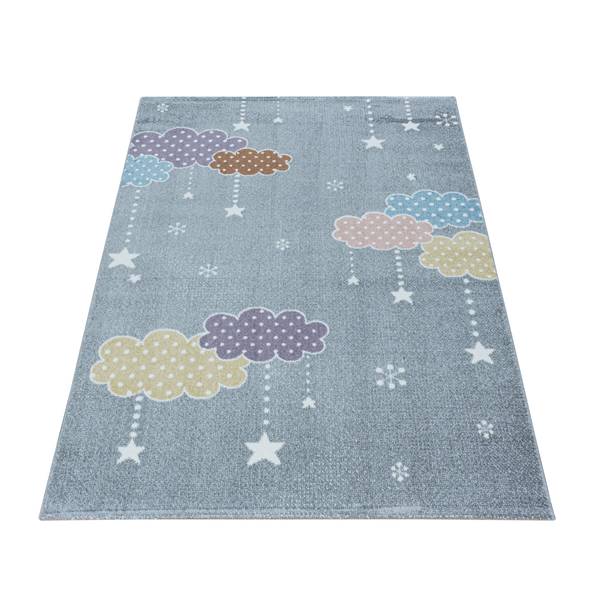 Kinderteppich Mond- und Stern Design Pflegeleicht Teppich Kinderzimmer