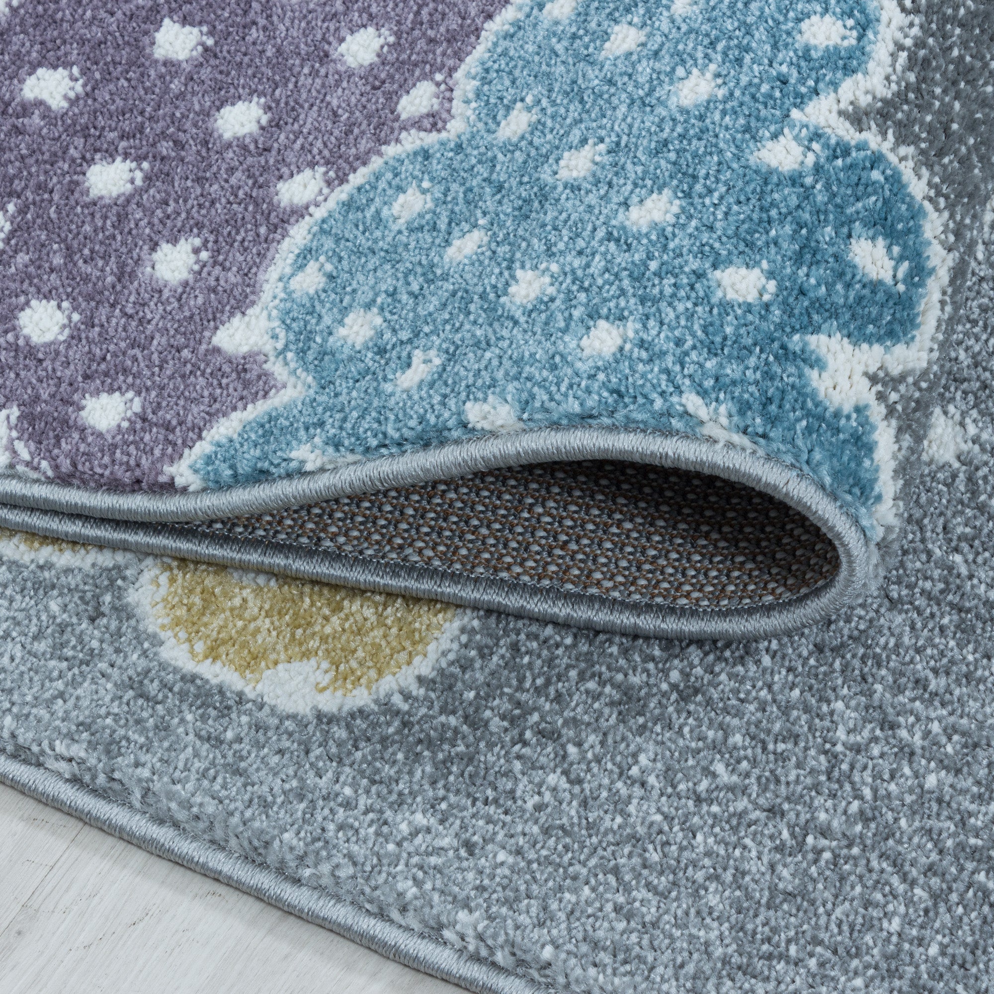 Kinderteppich Mond- und Stern Design Pflegeleicht Teppich Kinderzimmer