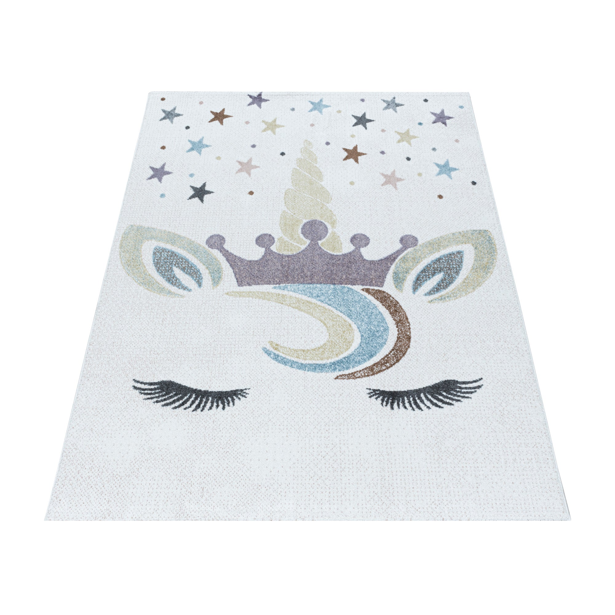 Children's Rug Unicorn Design White Easy Care Rug Children's Room