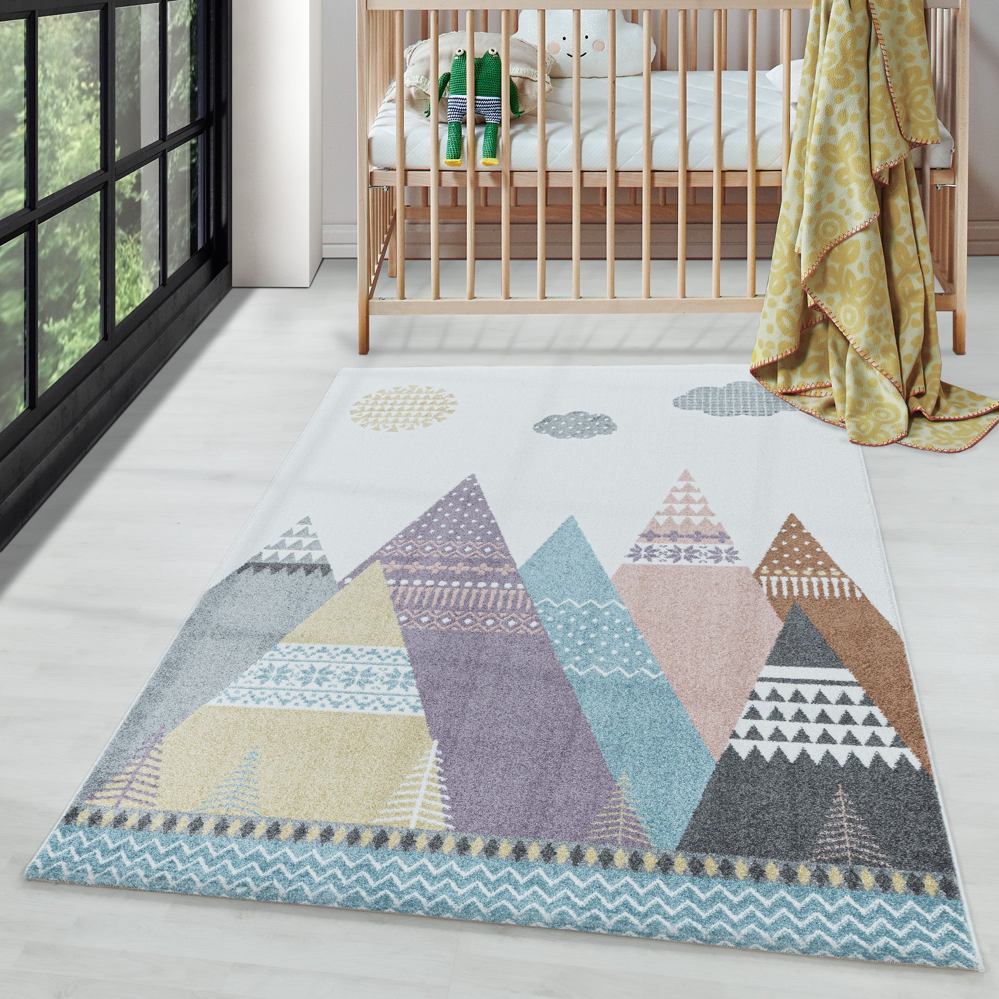 Tapis enfant design montagne tapis coloré facile d'entretien chambre d'enfant