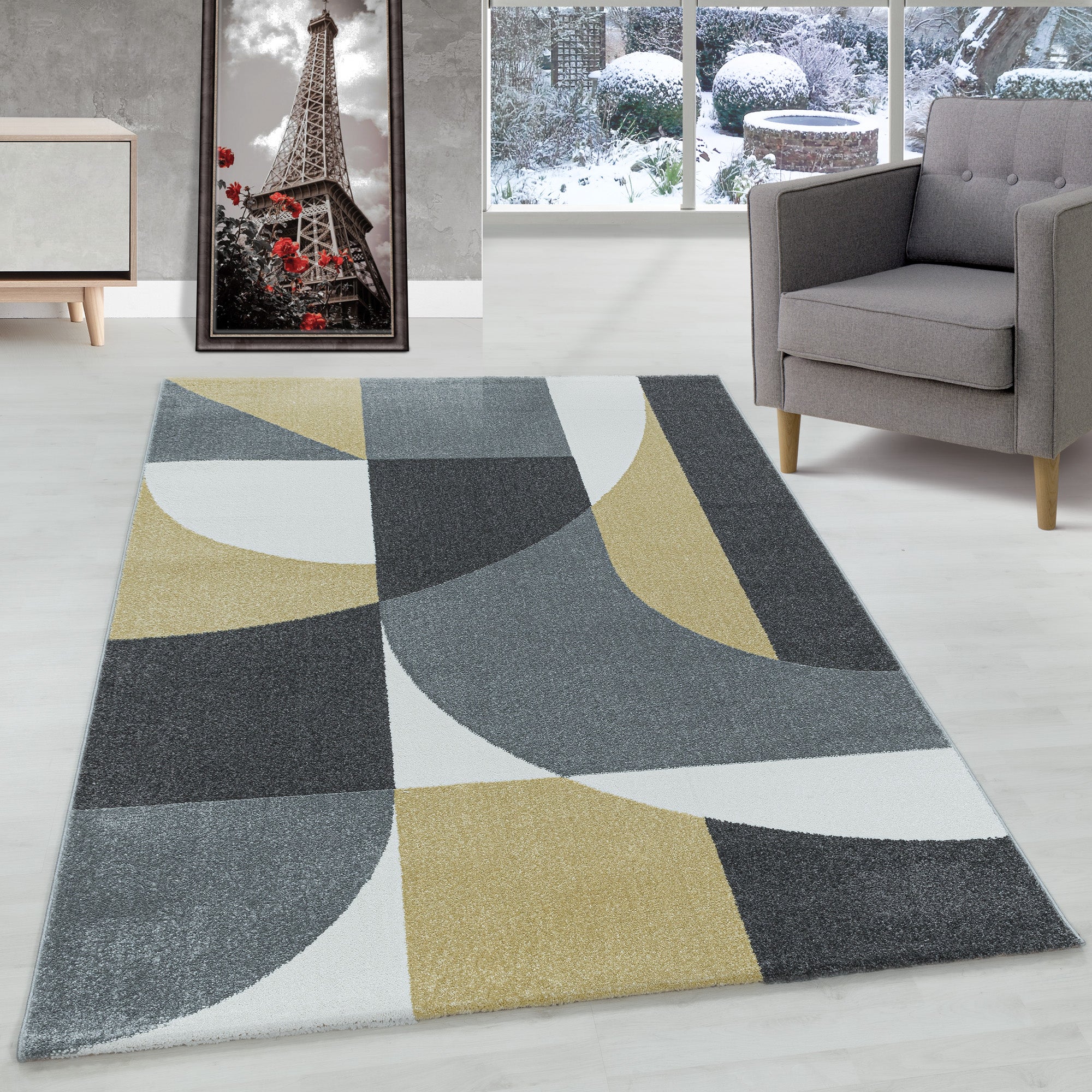Designer Kurzflor Teppich Geometrisch Design Pflegeleicht Teppich Wohnzimmer