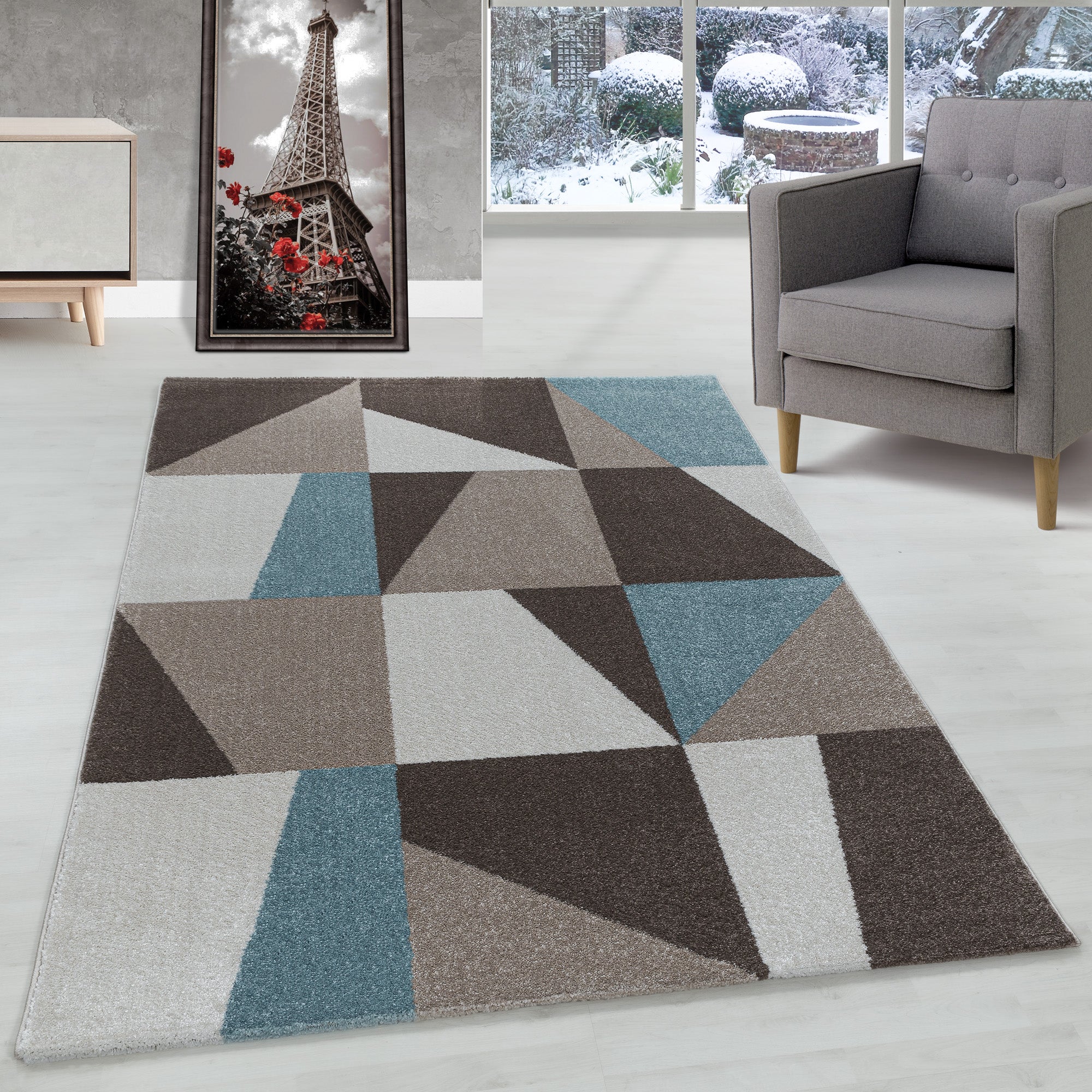 Designer Kurzflor Teppich Ombre Design Pflegeleicht Modern Teppich Wohnzimmer