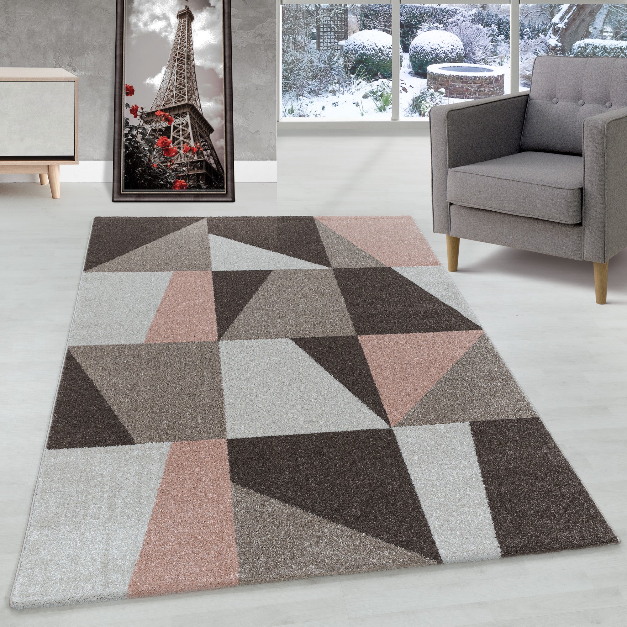 Designer Kurzflor Teppich Ombre Design Pflegeleicht Modern Teppich Wohnzimmer