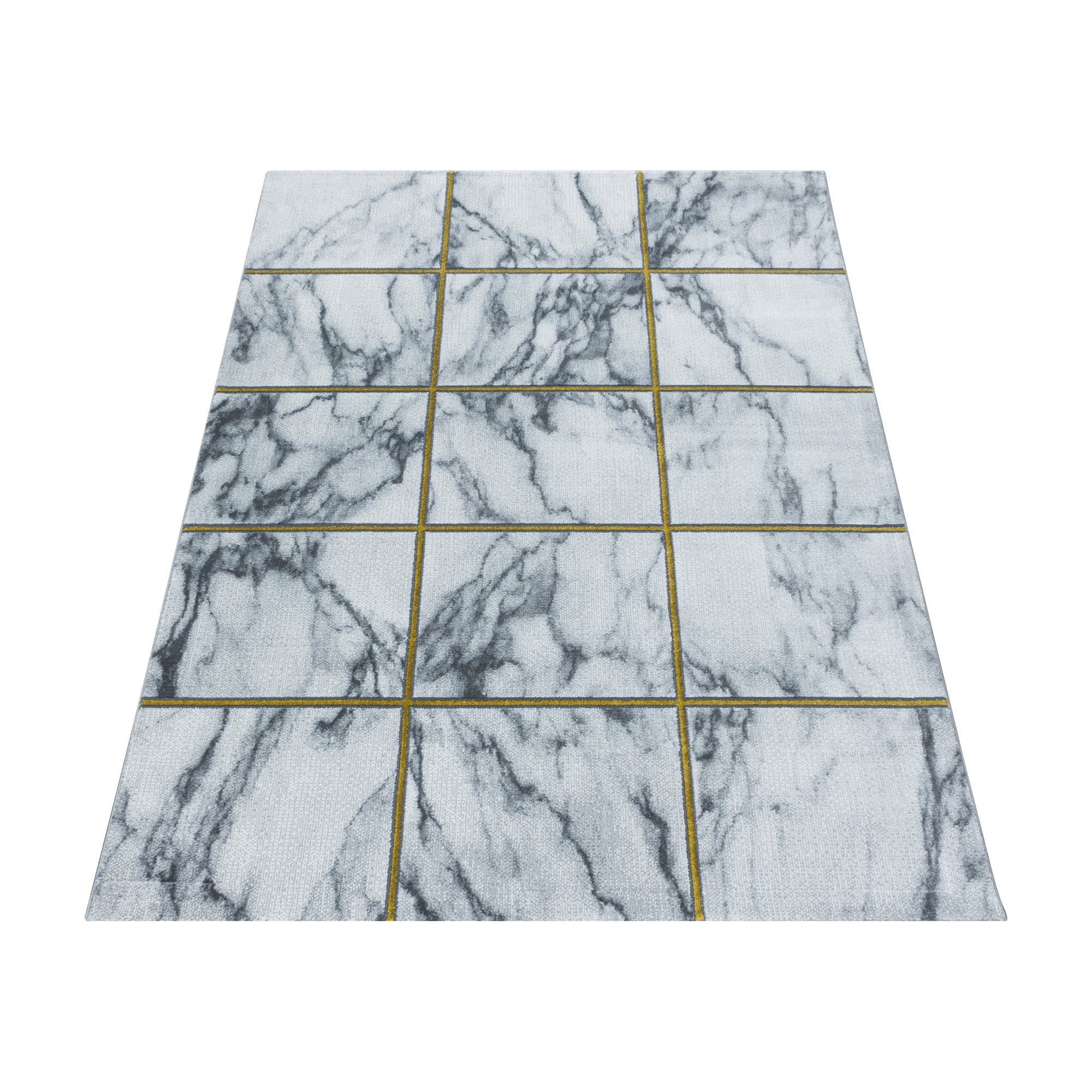 Teppich Wohnzimmer Skandinavisch Design Teppich Marmor Optik mit Glanzfasern