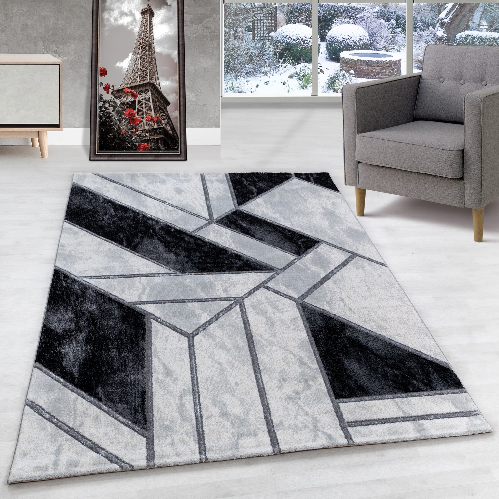 Carpet living room Scandinavian design carpet marble look with shiny fibers