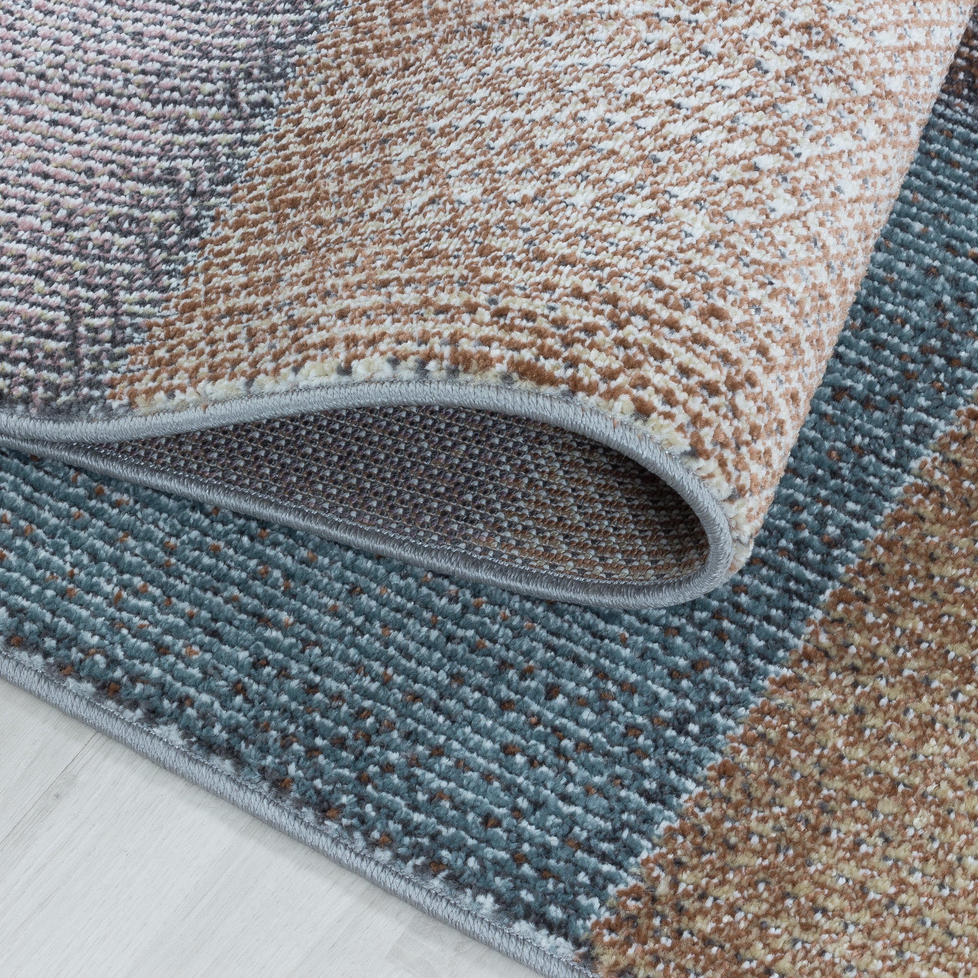 Modern Designer Wohnzimmer Teppich Weicher Kurzflor Kariert Design Robust