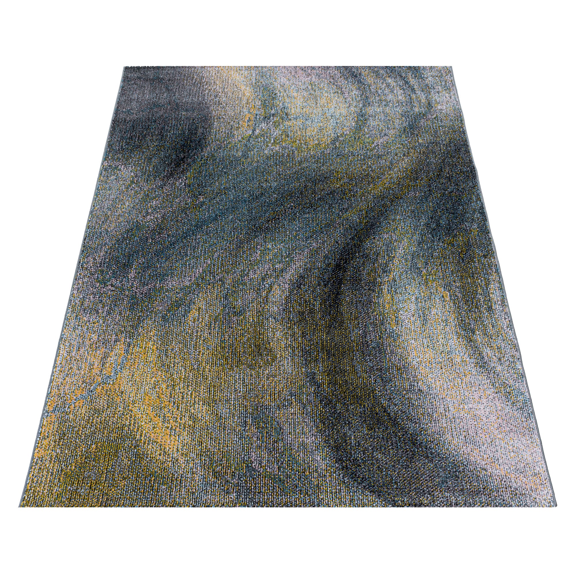 Modern Designer Wohnzimmer Teppich Weich Kurzflor Abstrakt Wellen Design Robust