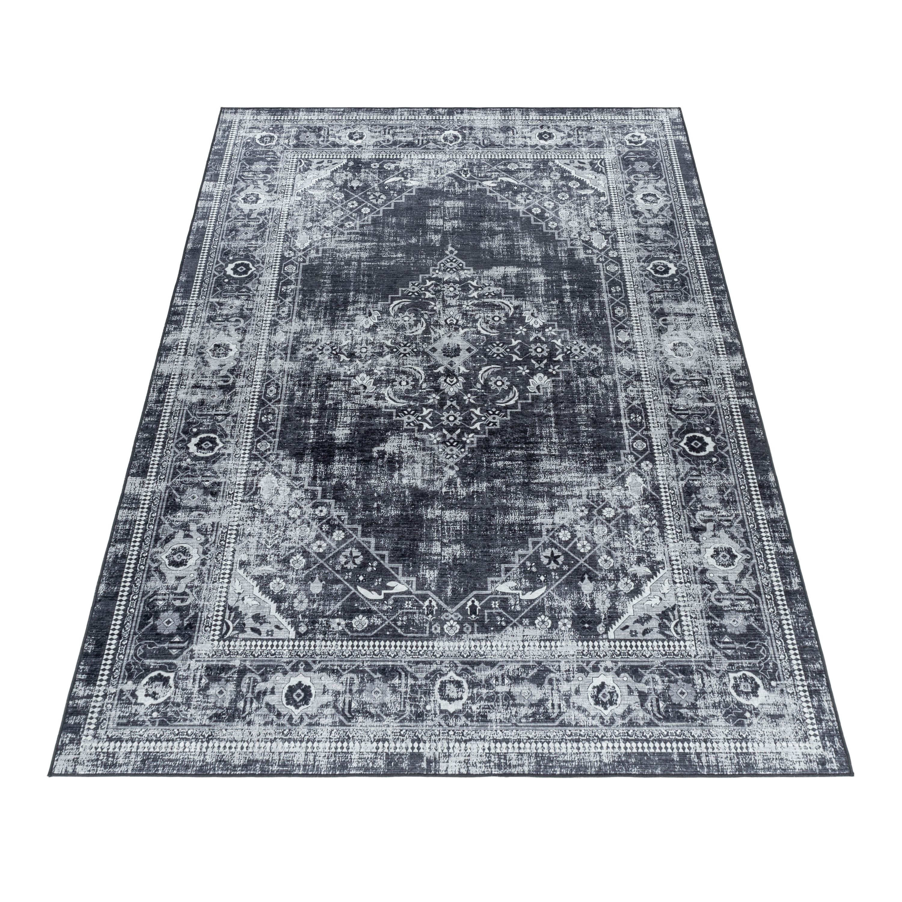 Tapis lavable pour salon, tissage plat, robuste, look vintage, antidérapant