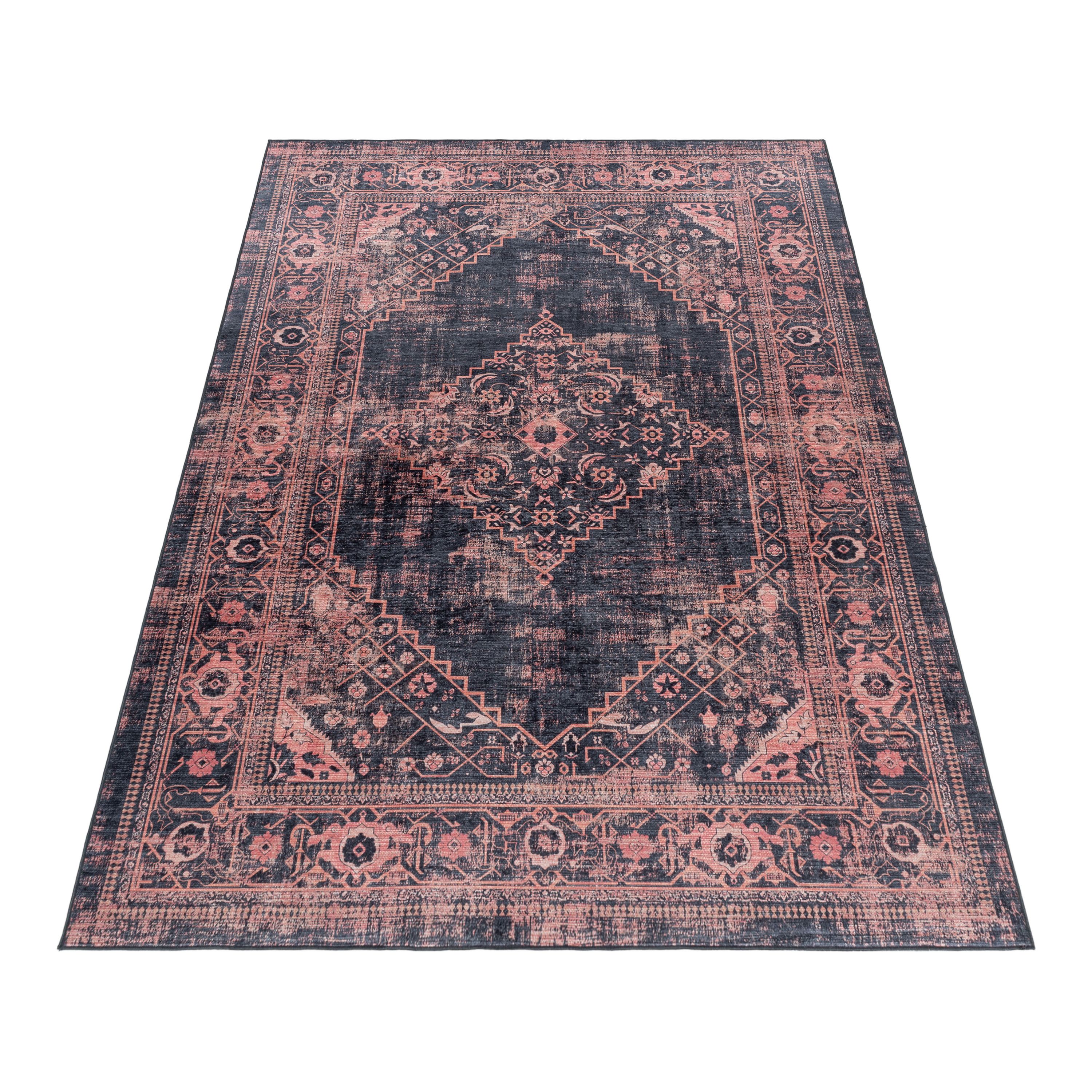 Tapis lavable pour salon, tissage plat, robuste, look vintage, antidérapant