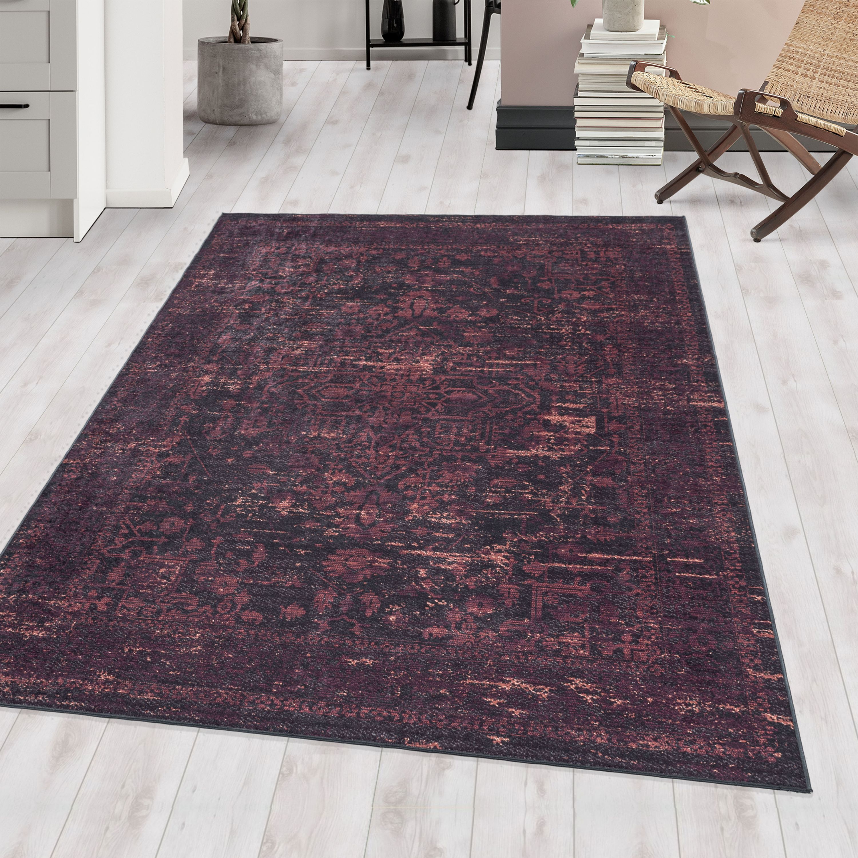 Washable carpet living room flat weave robust oriental design non-slip