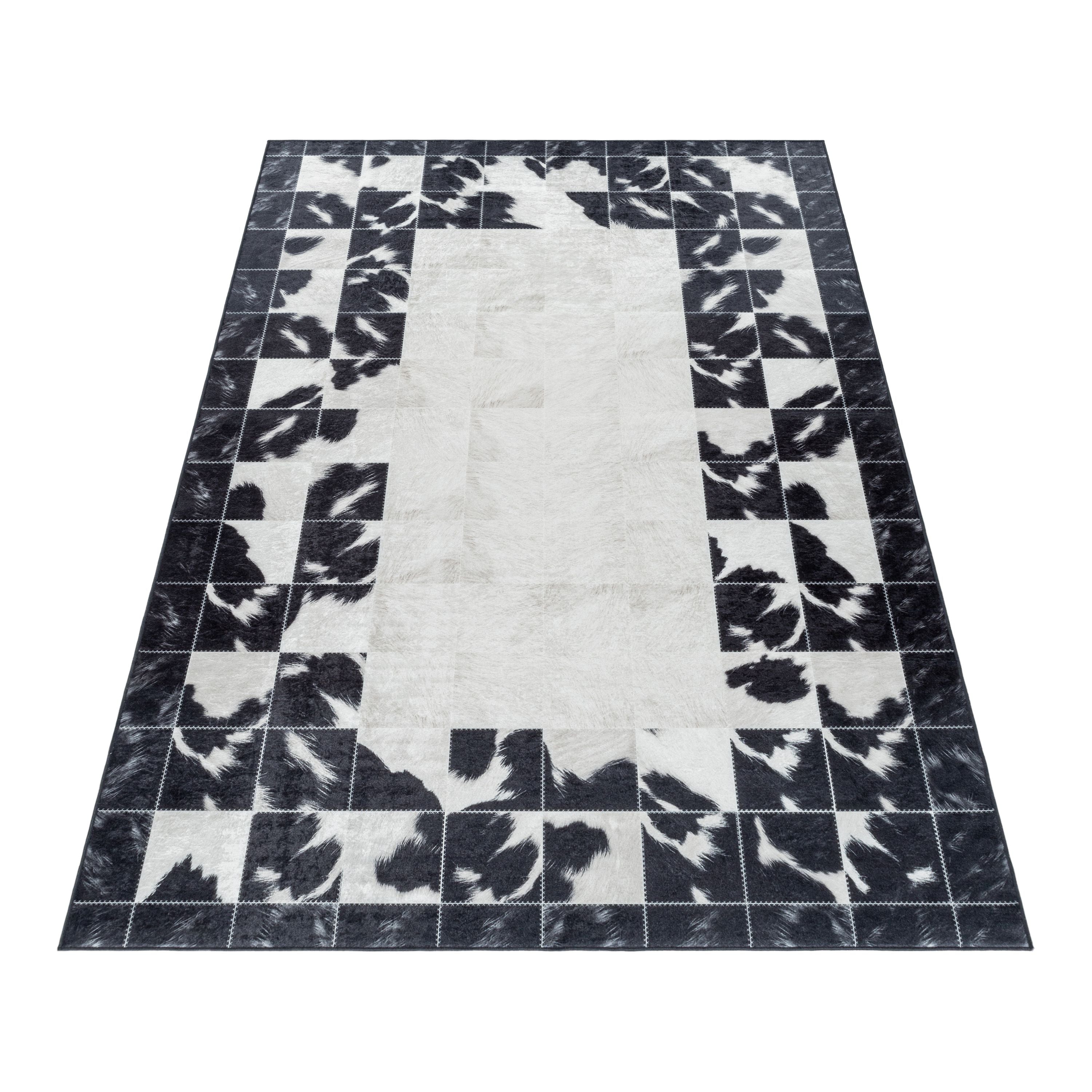 Tapis lavable salon tissage plat design patchwork robuste antidérapant