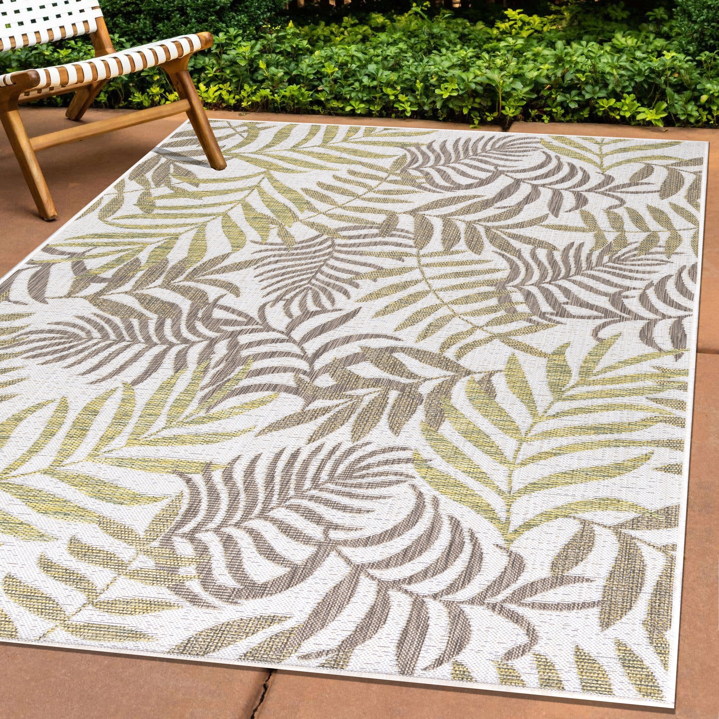 Indoor &amp; Outdoor Rug Palm Tree Design Flat Weave Kitchen Rug Balcony Patio