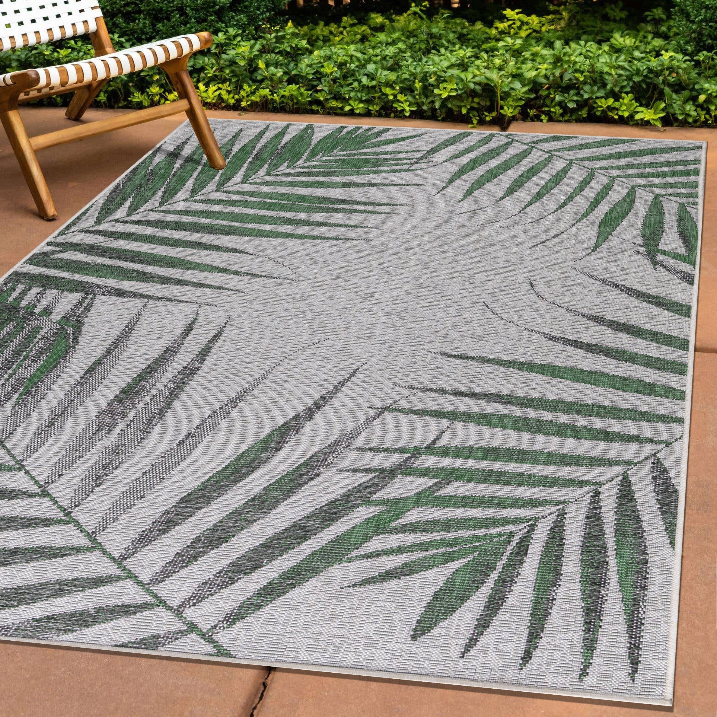 Indoor &amp; Outdoor Rug Palm Tree Design Flat Weave Kitchen Rug Balcony Patio