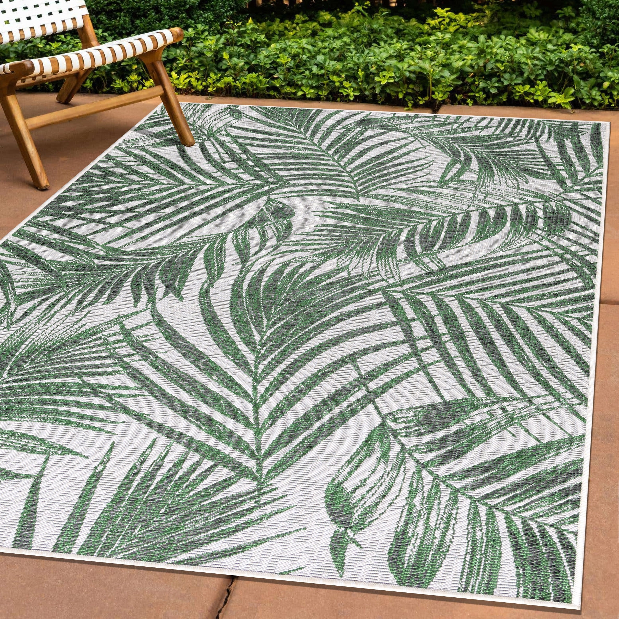 Indoor &amp; Outdoor Rug Palm Tree Design Flat Weave Kitchen Rug Balcony Patio