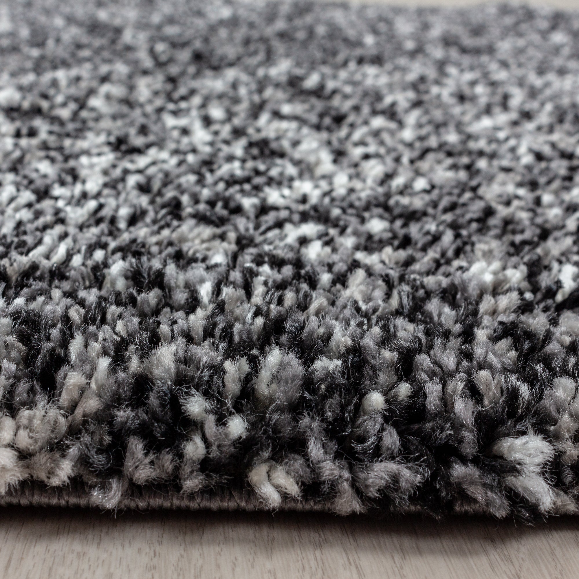 Kurzflor Läuferset Teppich 3-teilig Shaggy Bettumrandung Grau Anthrazit meliert