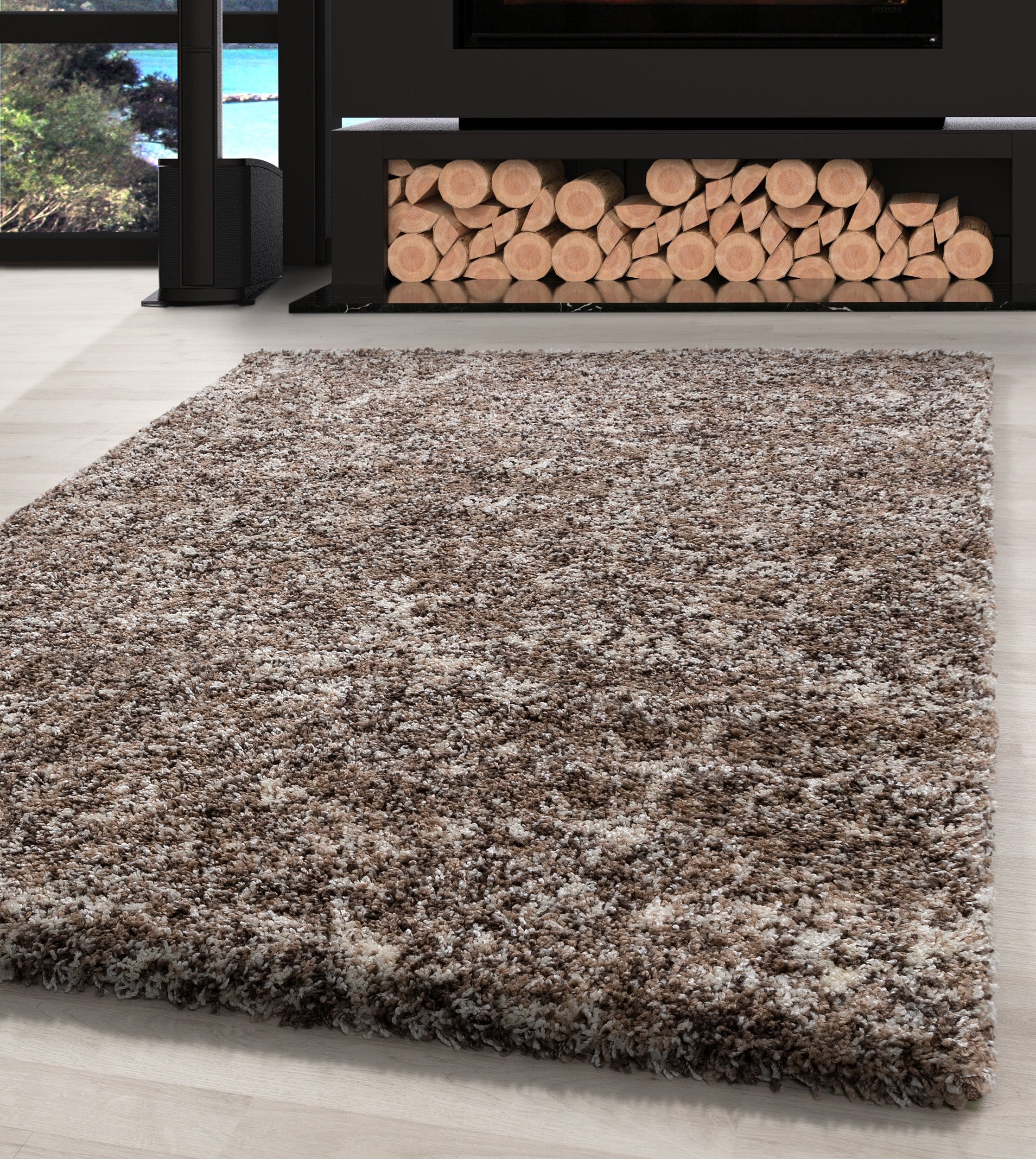 Hochflor Shaggy Teppich Meliert Design Teppich Vintage-Stil Teppich Wohnzimmer