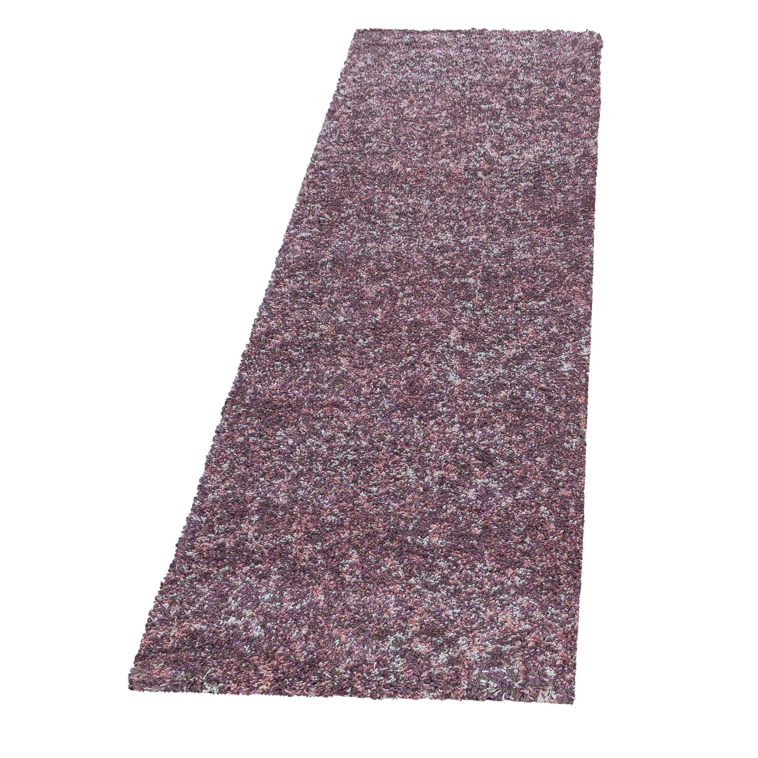 Shaggy ensemble de tapis tapis 3 pièces bordure de lit multicolore violet taupe chiné