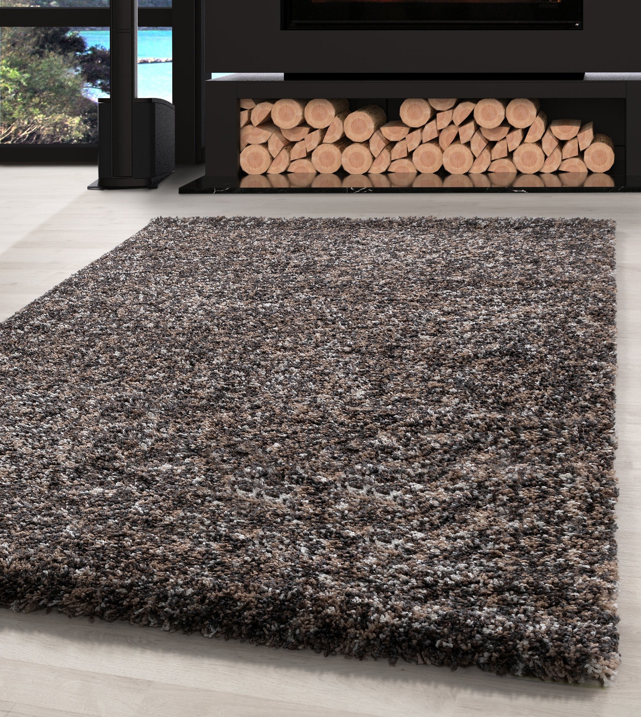 Deep pile carpet mottled design shaggy carpet vintage style carpet living room