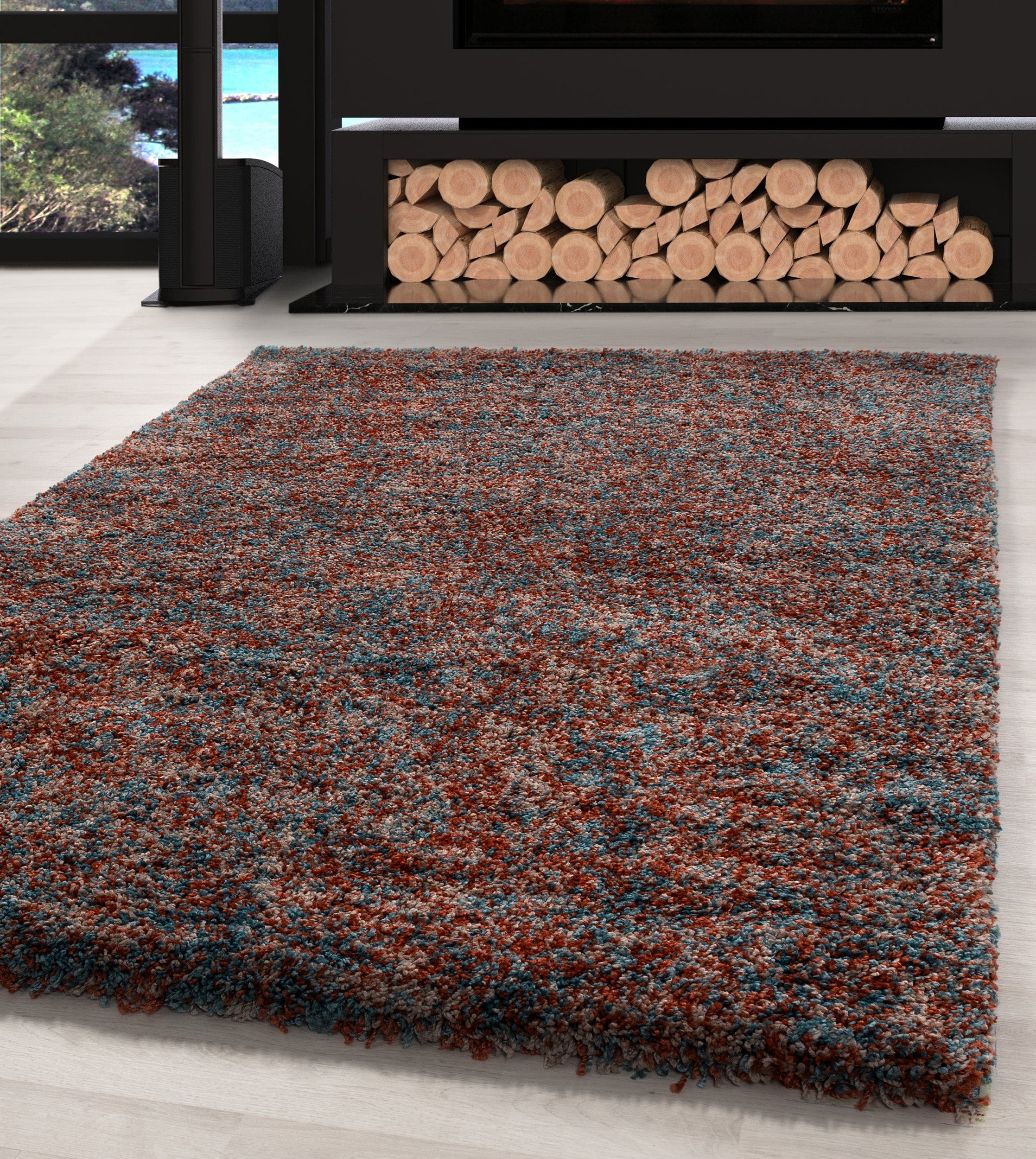 Deep pile carpet mottled design shaggy carpet vintage style carpet living room