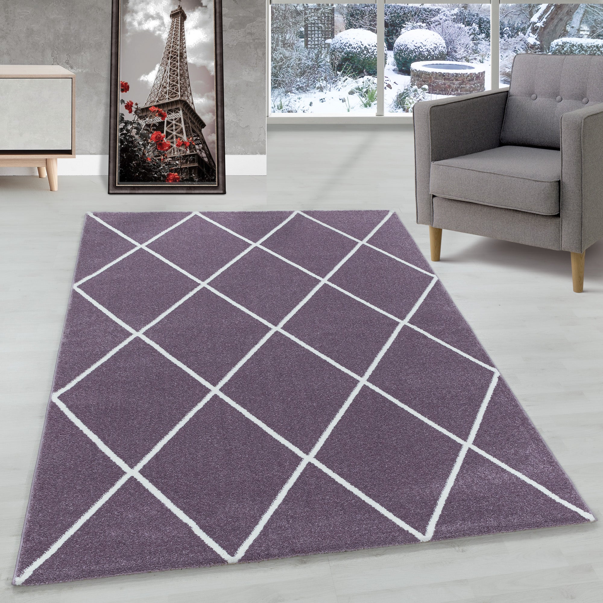 Modern designer short pile carpet living room geometric design robust