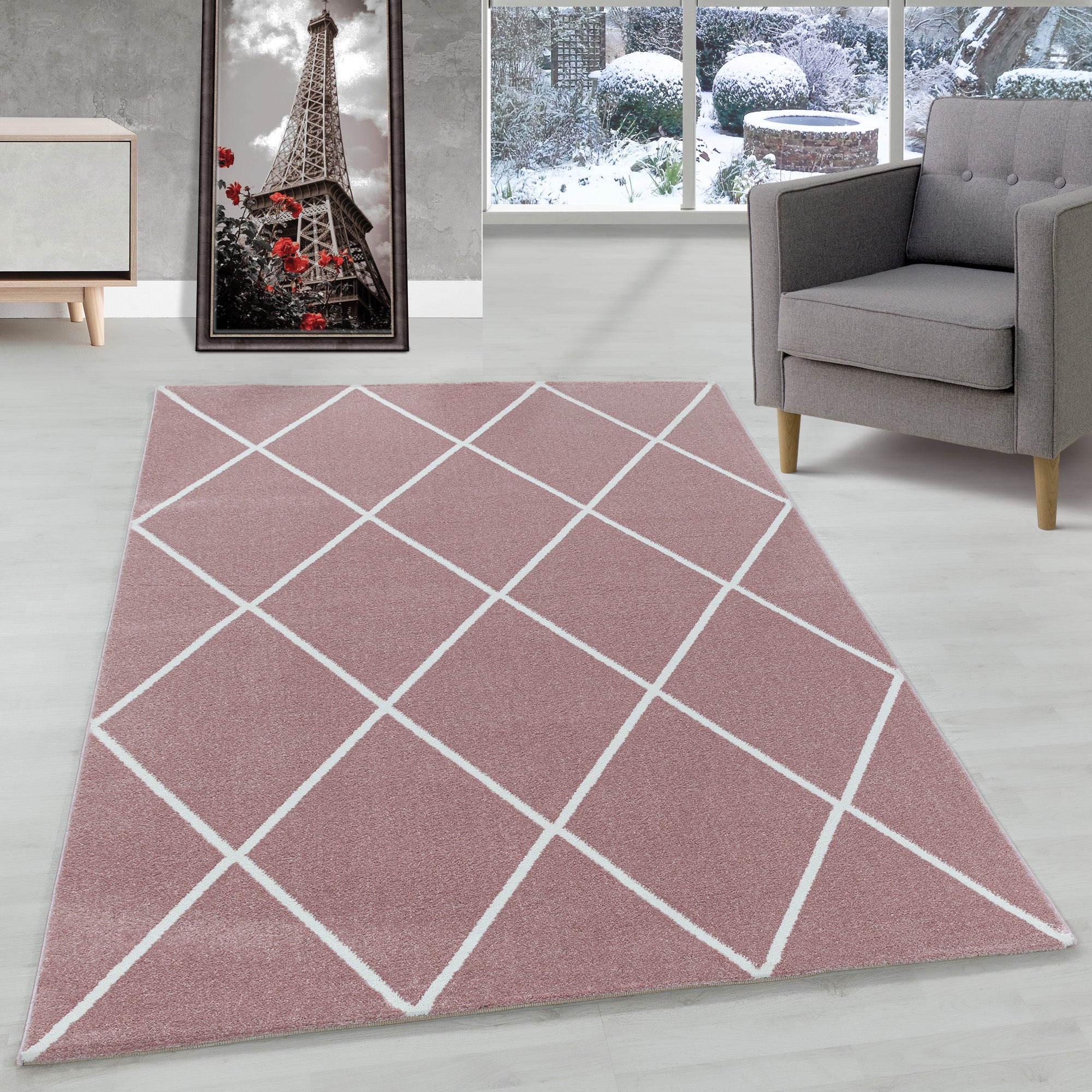 Modern designer short pile carpet living room geometric design robust