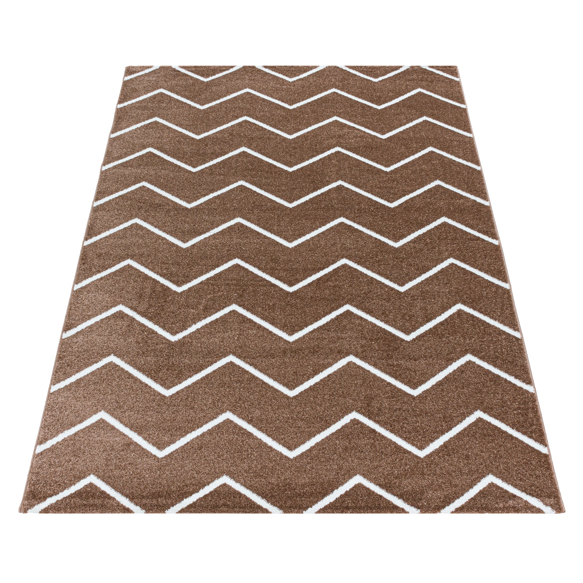 Modern Designer Kurzflor Teppich Wohnzimmer Chevron Design Robust Pflegeleicht