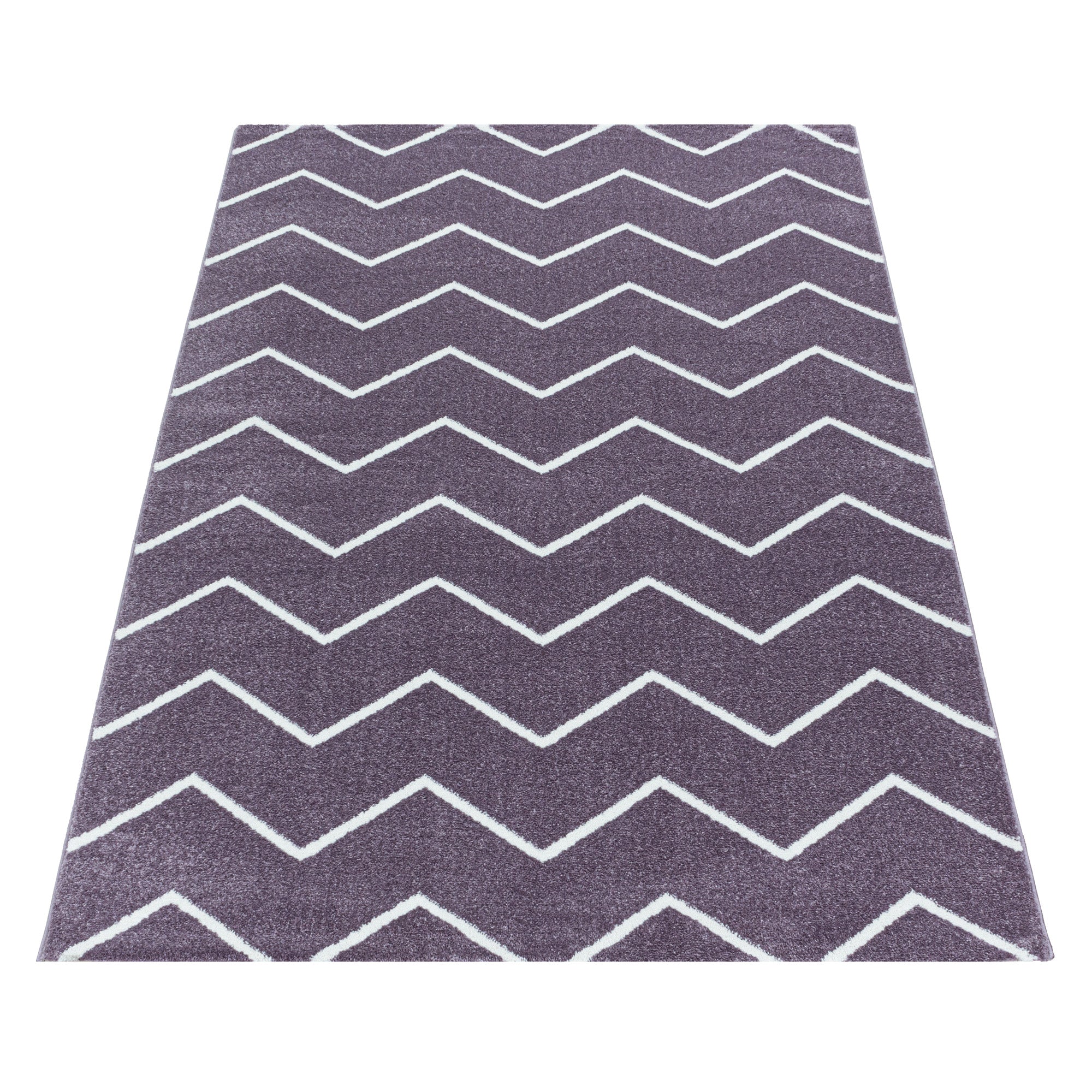 Modern Designer Kurzflor Teppich Wohnzimmer Chevron Design Robust Pflegeleicht