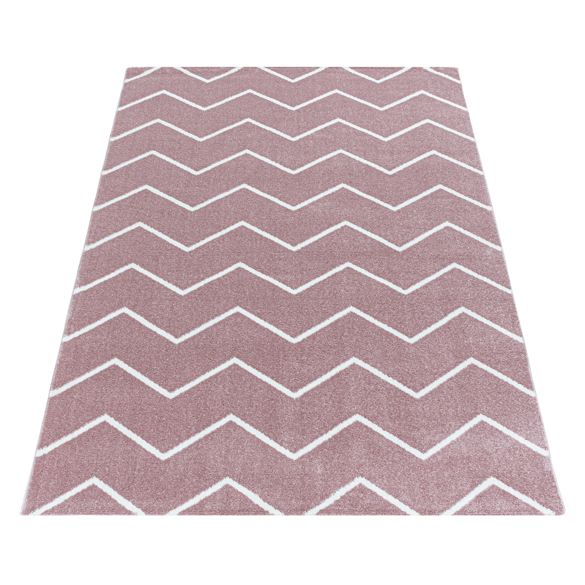 Modern Designer Kurzflor Teppich Wohnzimmer Chevron Design Robust Pflegeleicht