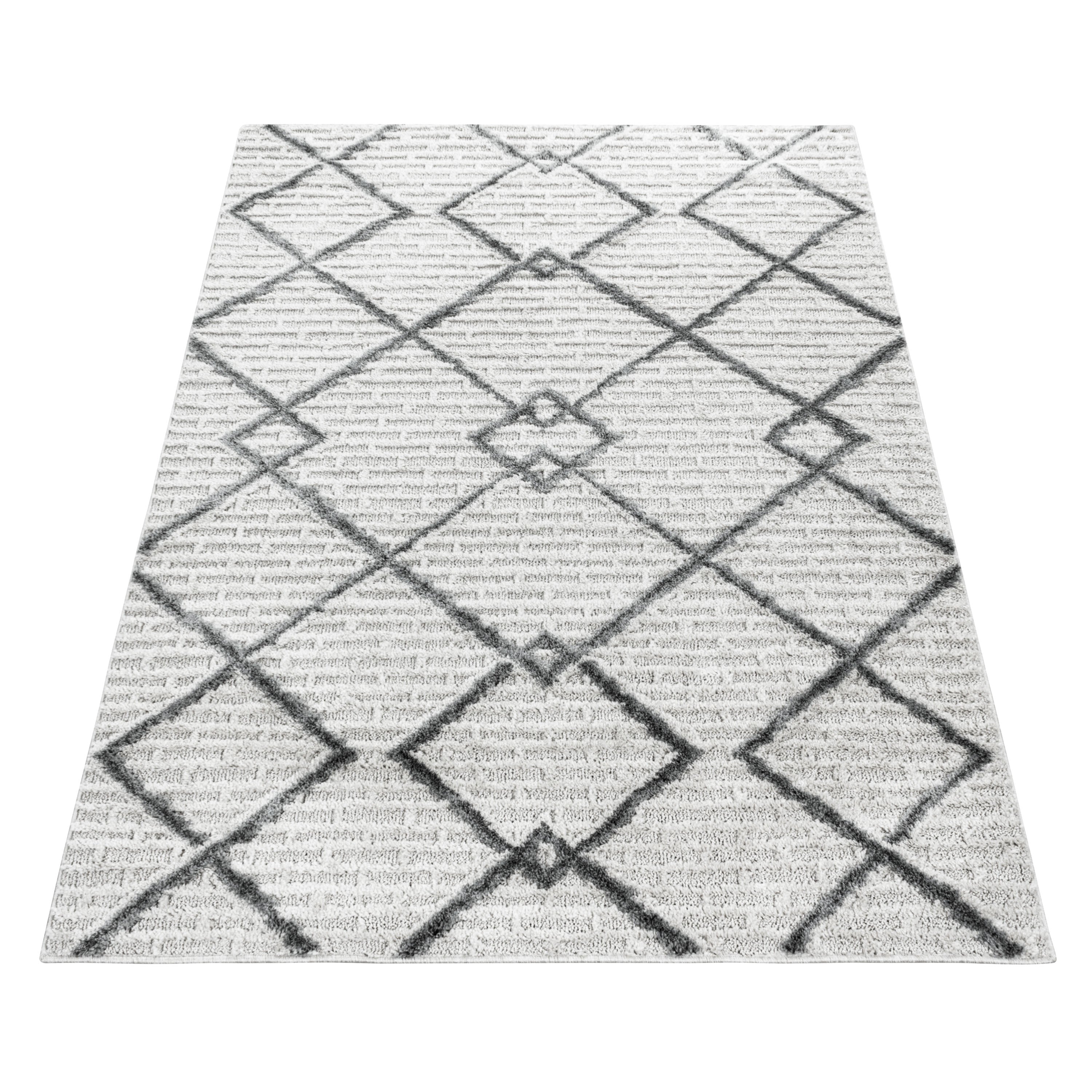 Teppich Wohnzimmer Boho Design Hoch-Tief Effekt 3D Optik Skandinavische Stil