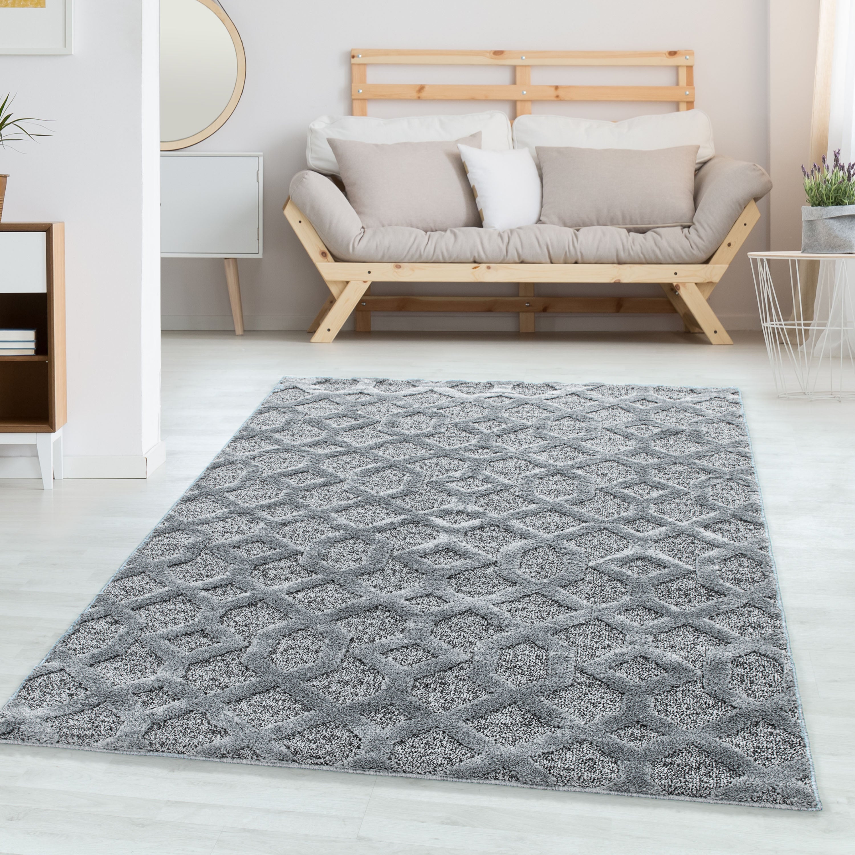 Carpet Living Room Geometric Design Soft High-Low Effect Scandinavian Style