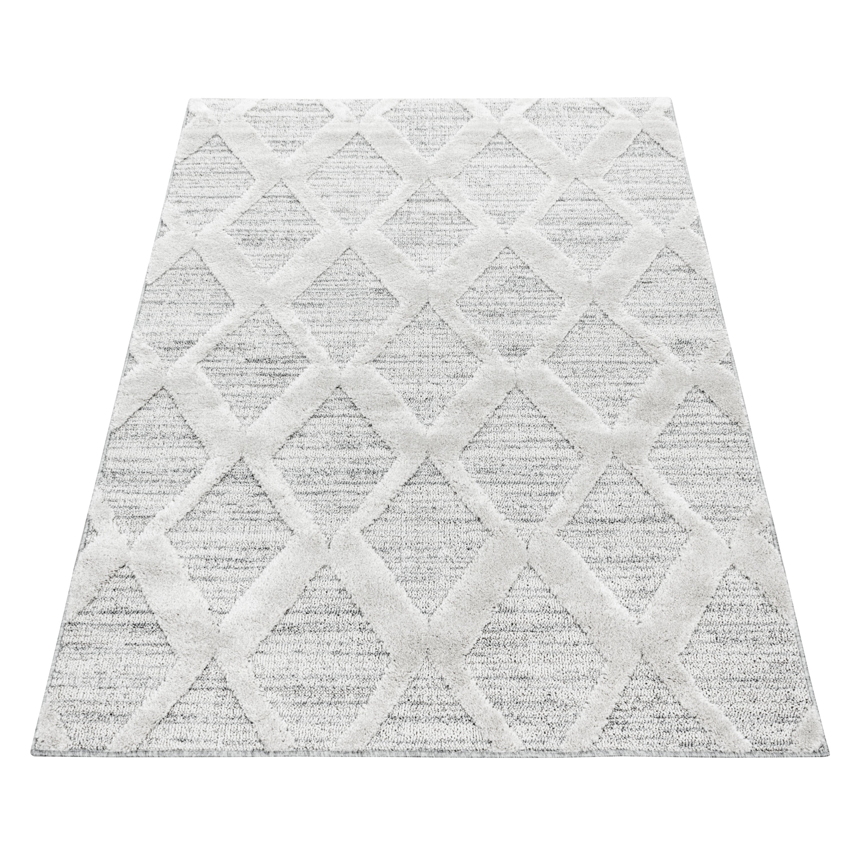 Teppich Wohnzimmer Boho Design Hoch-Tief Effekt 3D Optik Skandinavische Stil