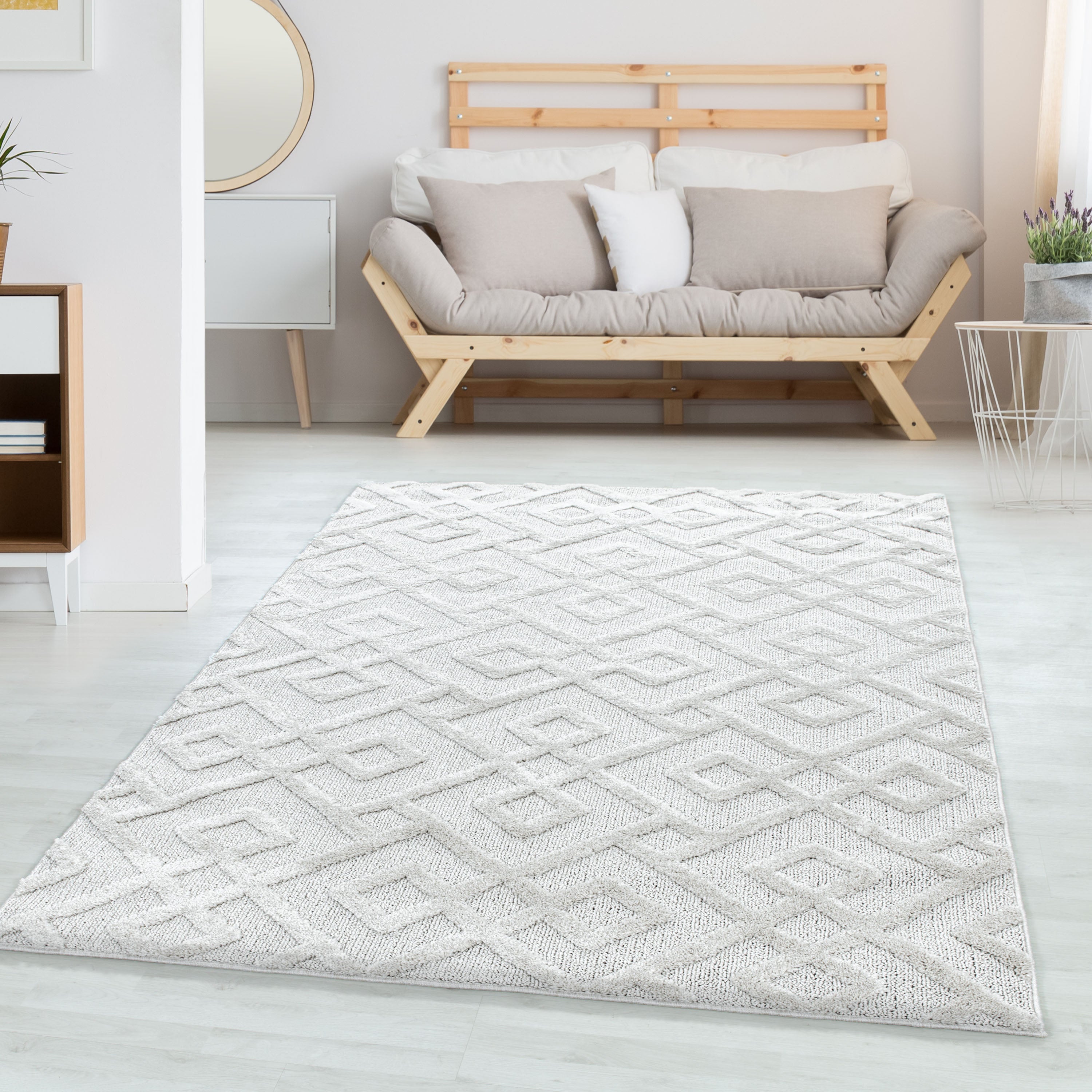 Carpet Living Room Geometric Design Soft High-Low Effect Scandinavian Style