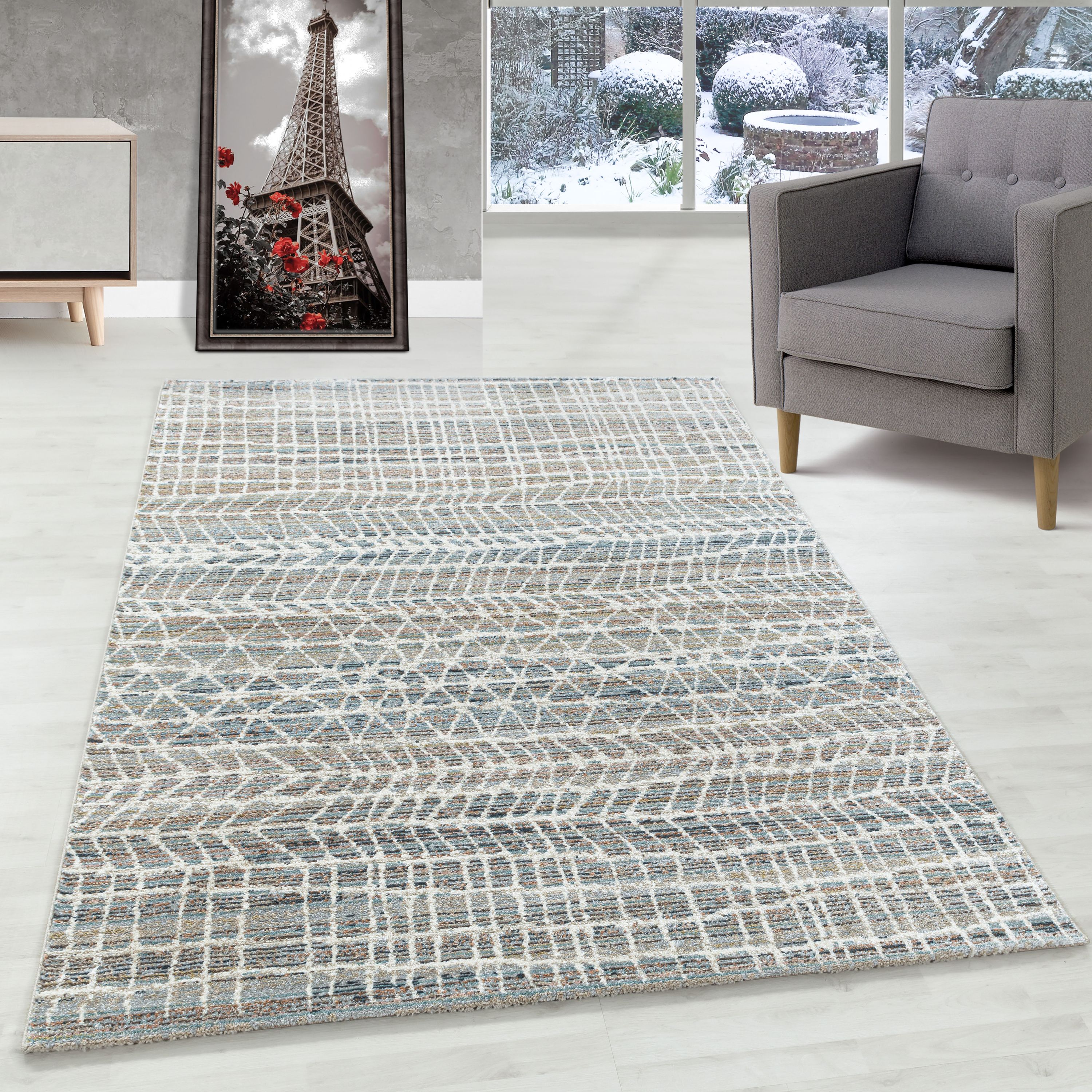 Short pile rug for living room, modern design, vintage style, soft, easy to care for