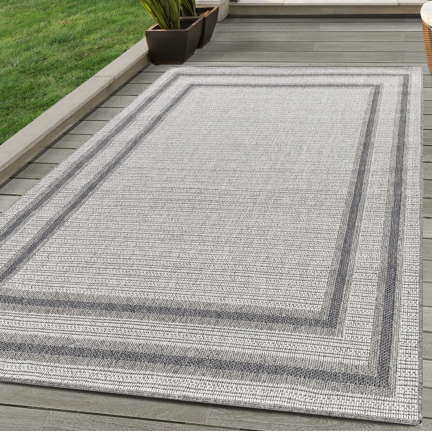 Indoor &amp; Outdoor Carpet Border Design Weatherproof for Patio Balcony Kitchen