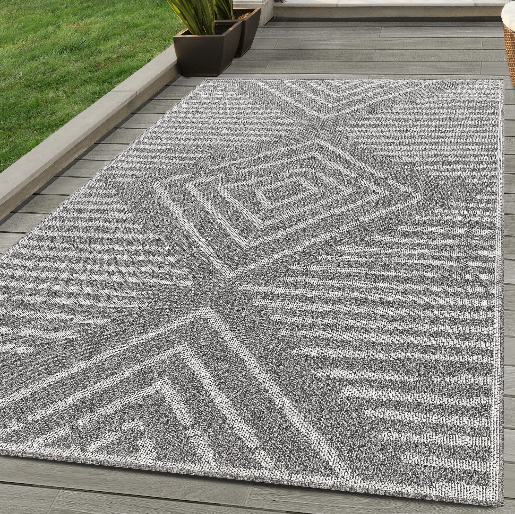 Indoor &amp; Outdoor Rug Scandinavian Design Weatherproof for Patio Balcony Kitchen