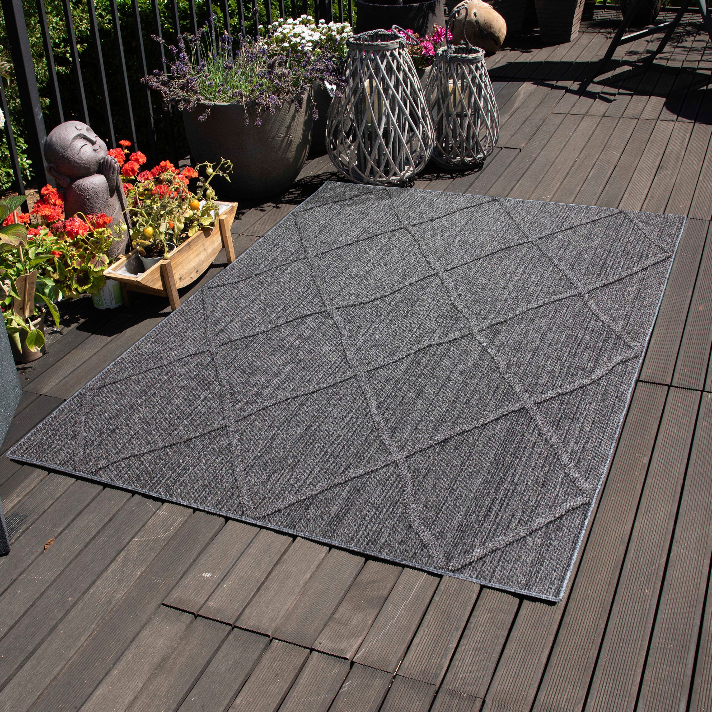 In& Outdoor Teppich Wetterfest Boho Design für Küchen Balkon Terrasse Garten