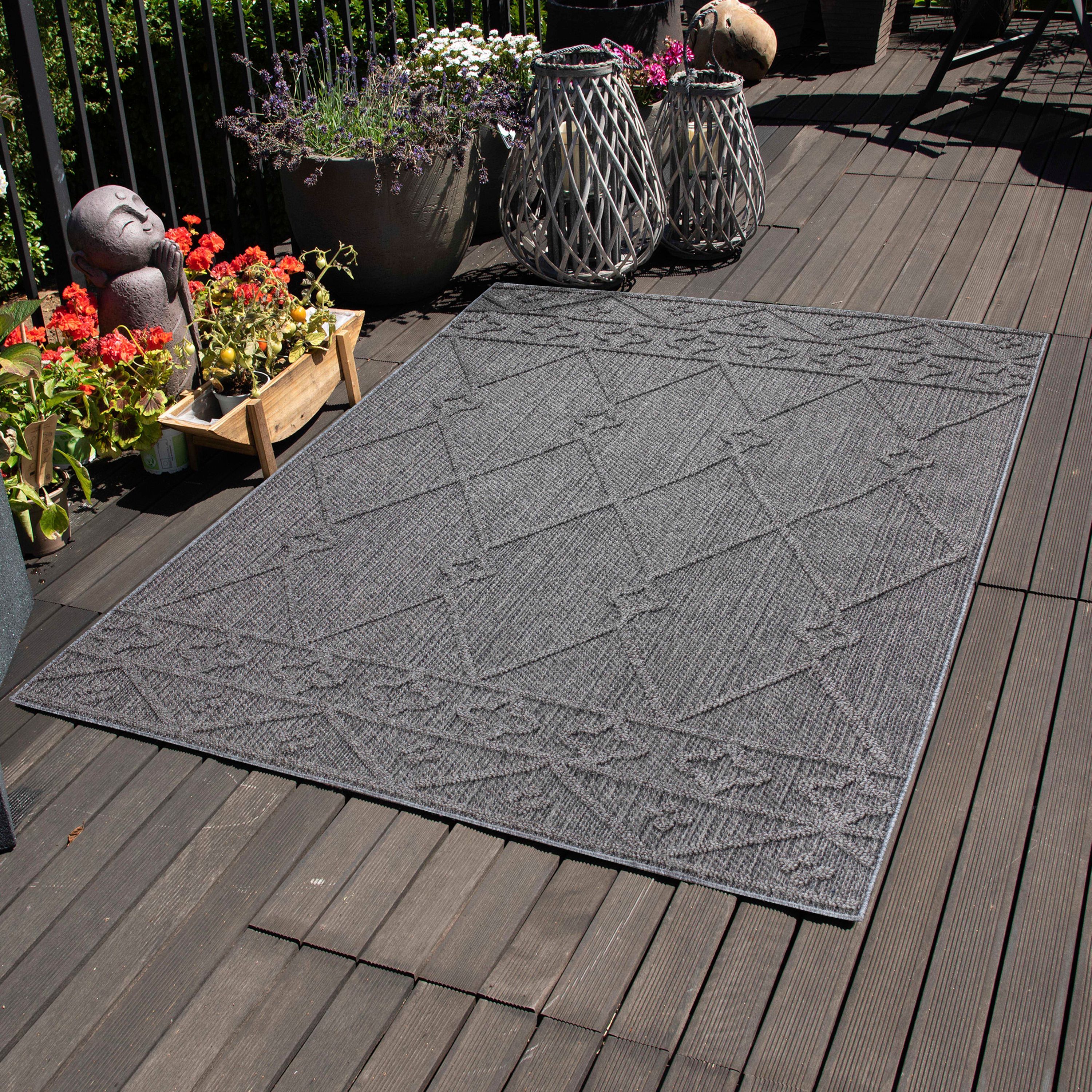 Tapis intérieur et extérieur design berbère résistant aux intempéries pour cuisines, balcons, terrasses, jardins